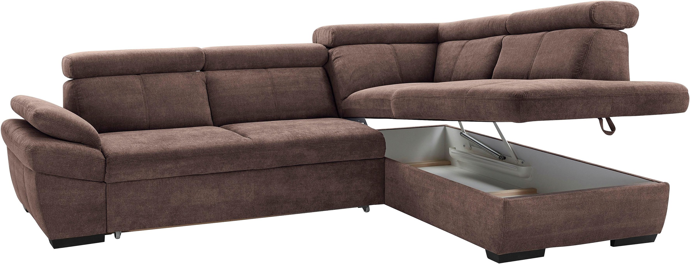 exxpo - sofa fashion Ecksofa »Salerno, klassisch modernes Funktionssofa, hoher Sitzkomfort, L-Form«, inkl. Kopf- und Armteilverstellung, wahlweise mit Bettfunktion