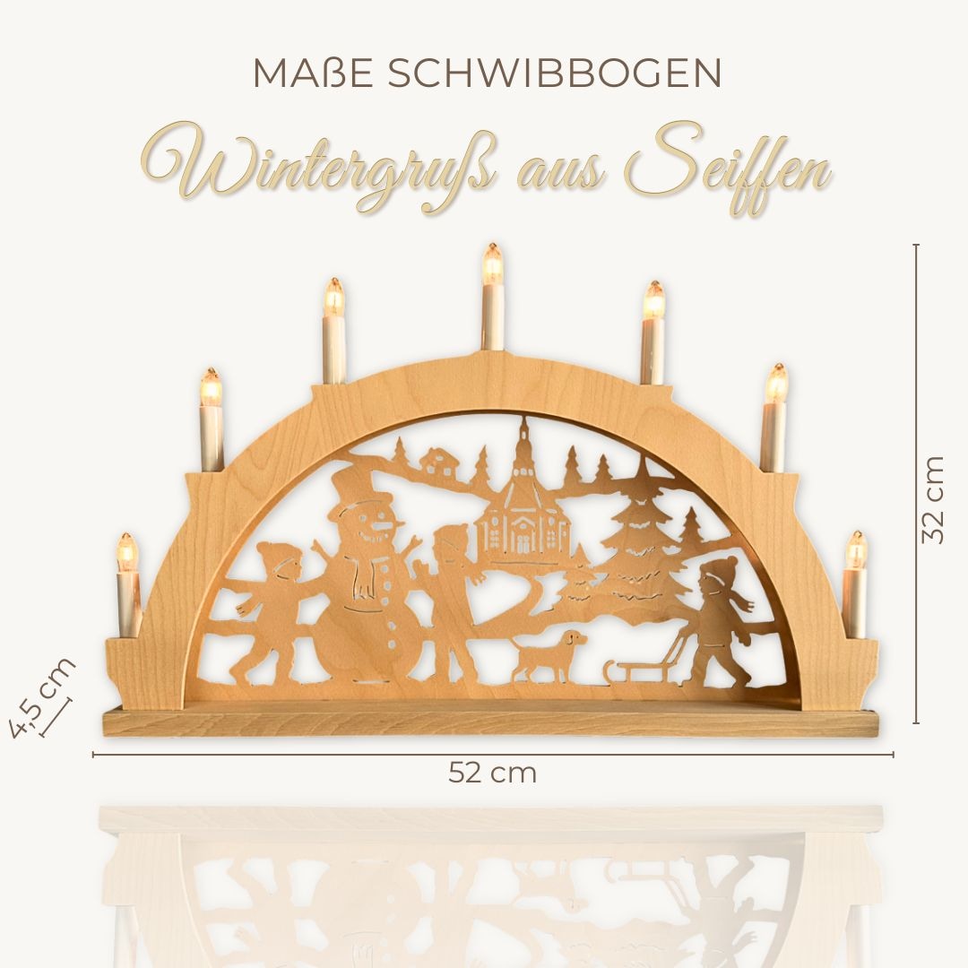 Weigla Schwibbogen »Wintergruß aus Seiffen, Lichterbogen aus Holz, NATUR«