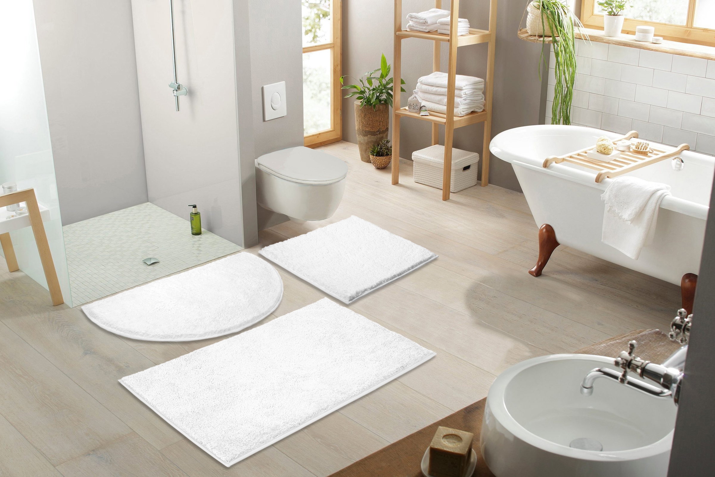 my home Badematte »Juna, Badteppich«, rutschhemmend beschichtet, fußbodenheizungsgeeignet-strapazierfähig, besonders weich, Badematten, unifarben