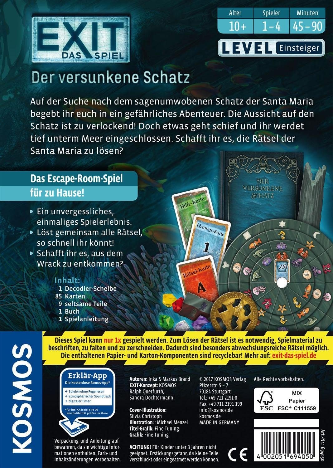 Kosmos Spiel »EXIT,, Der versunkene Schatz« Made in Germany