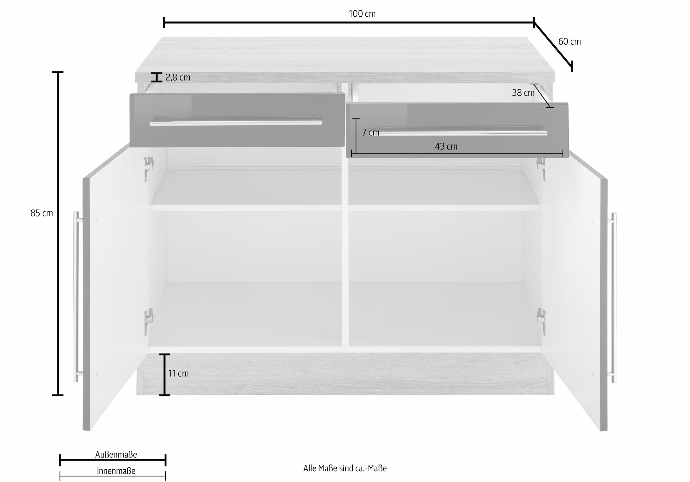 KOCHSTATION Unterschrank »KS-Samos«, 100 cm breit