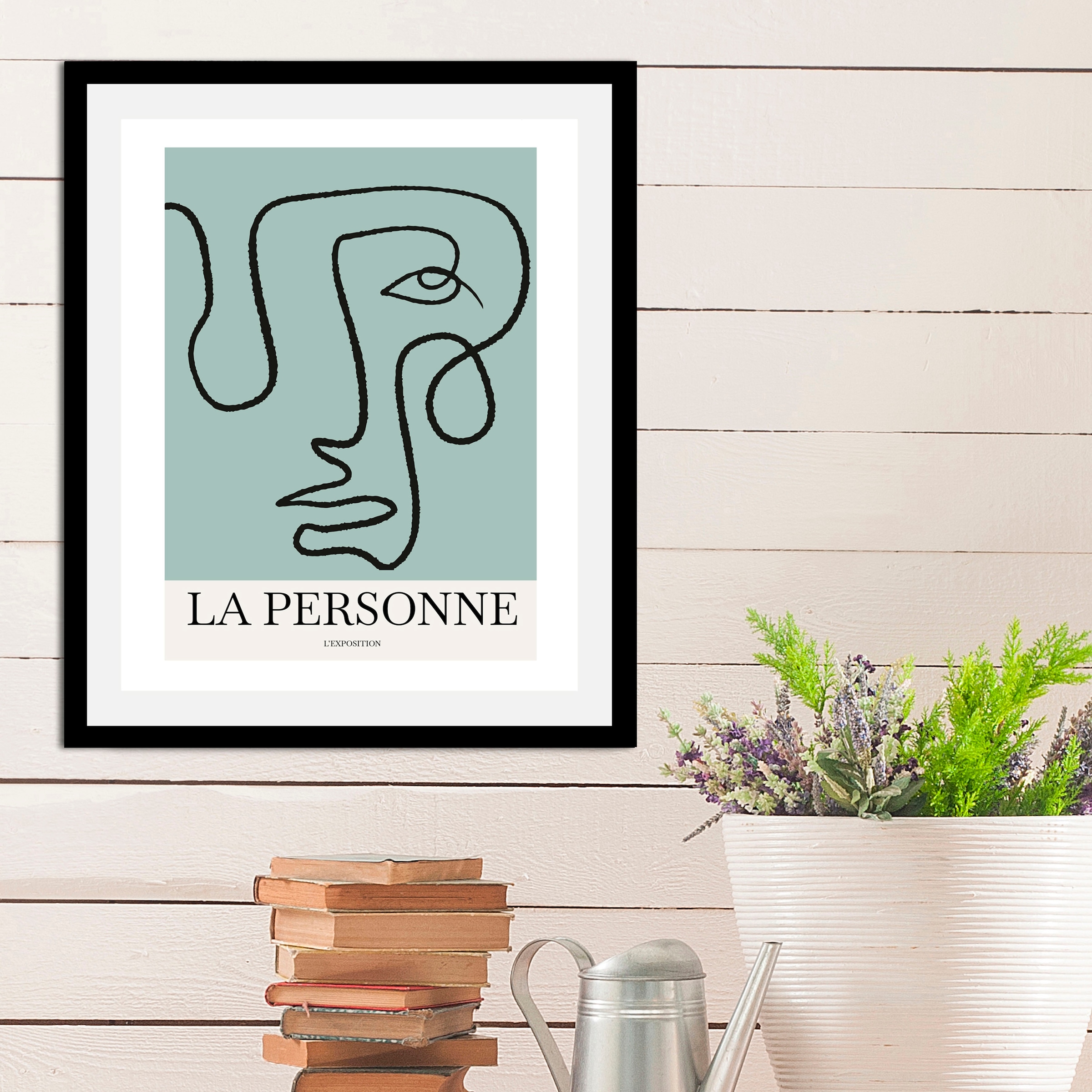 queence Bild »La Personne«, Schriftzüge-Schriftzug-Abstrakt-Gesicht-Figuren, (1 St.), HD Premium Poster-Druck inkl. Holzrahmen