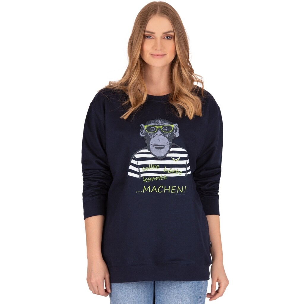 Trigema Sweatshirt »TRIGEMA Sweatshirt mit großem Affen-Druckmotiv«