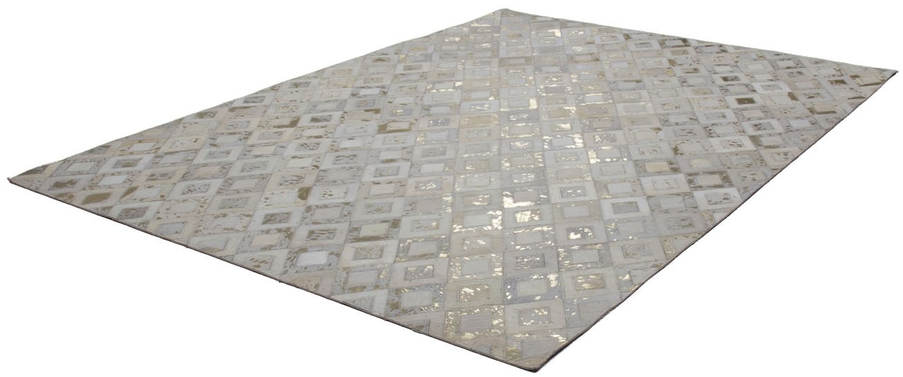 Kayoom Teppich »Spark 110«, rechteckig, 100% Leder, metallische Effekte, handgenähtes Unikat
