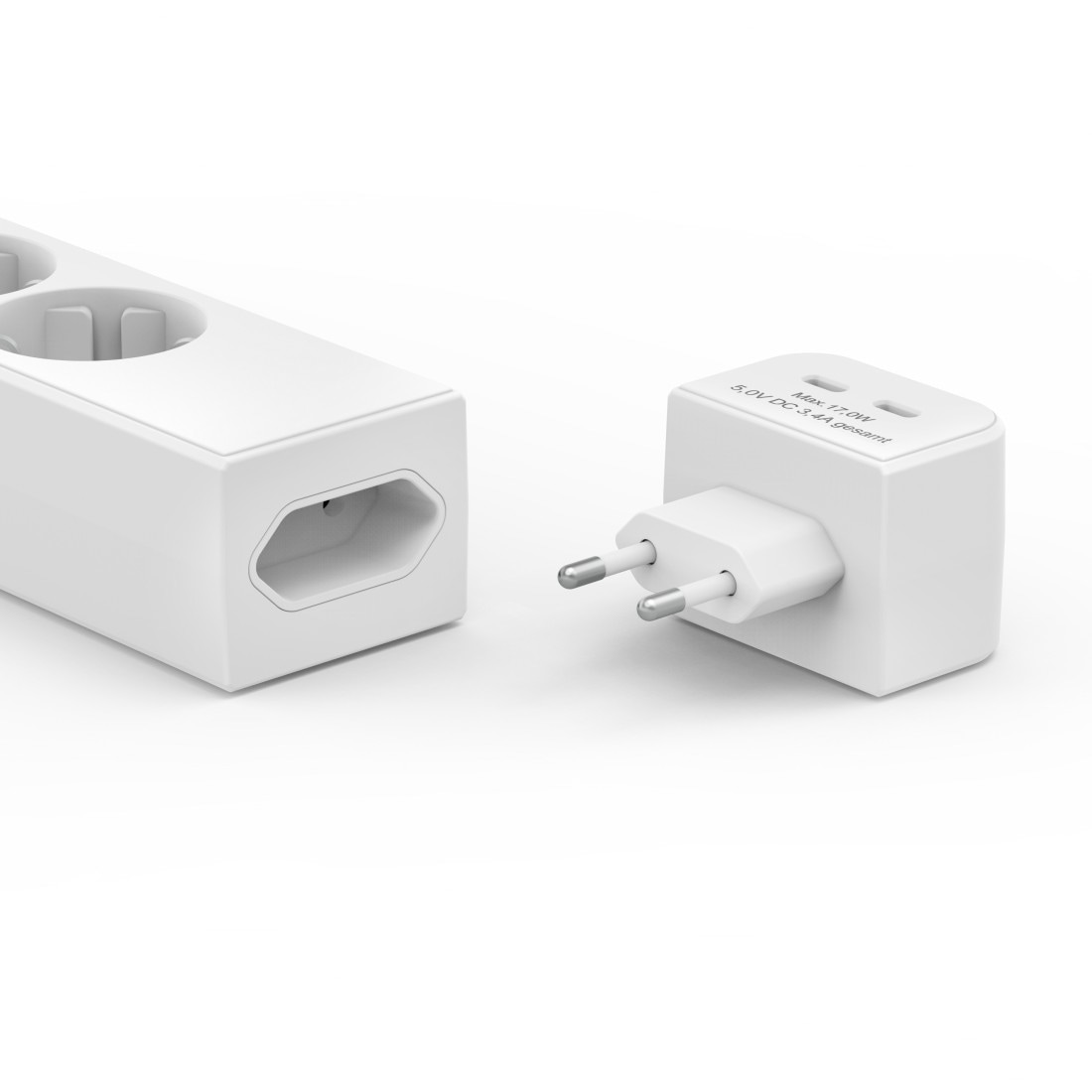 Hama Steckdosenleiste »Steckdosenleiste 5 fach mit Schalter und USB-C-Adapter 2 fach, Weiß«, 7-fach, (USB-Anschlüsse-Ein- / Ausschalter Schutzkontaktstecker-Überspannungsschutz Kabellänge 1,4 m), Mehrfachsteckdose, 1,4 m, Kunststoff, Tischsteckdose