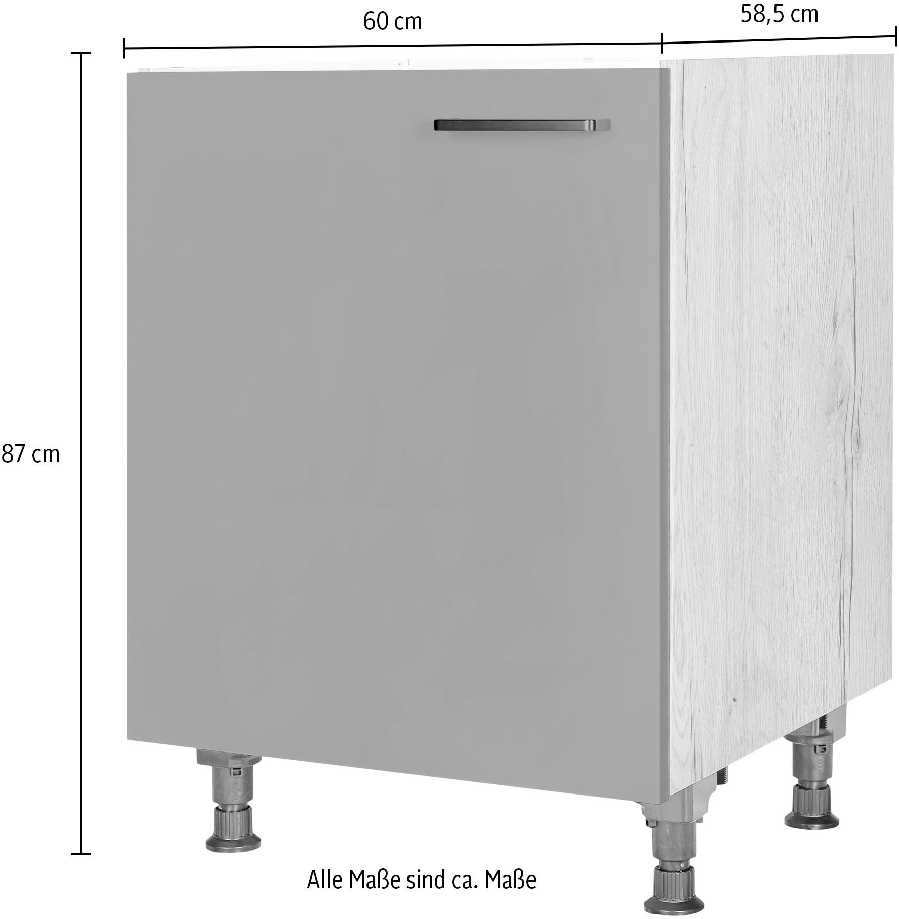 nobilia® Spülenschrank »"Easytouch", Ausrichtung wählbar, vormontiert, in den Breiten«, 45 und 60 cm, mit höhenverstellbaren Sockelfüßen