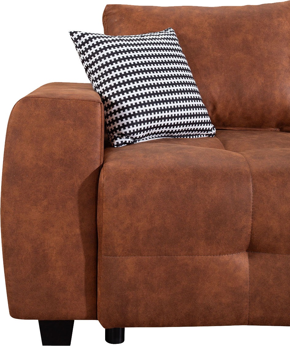COLLECTION AB Schlafsofa »Bella, B: 241 cm, Liegefl. 142x194 cm«, mit Bettfunktion, Bettkasten & 2 Zierkissen, Federkern