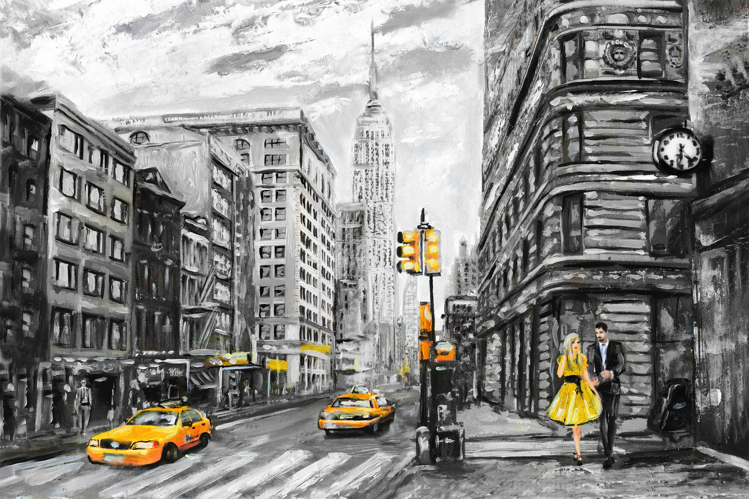 queence Leinwandbild »New York«, New York-Taxis-Schwarz-Weiß-Städte-Amerika günstig online kaufen