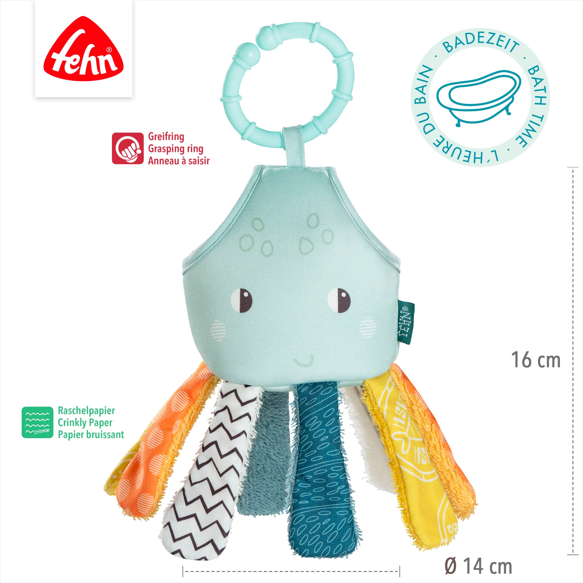 Fehn Badespielzeug »Plansch & Play, röpfel-Oktopus«, mit Befestigungsring