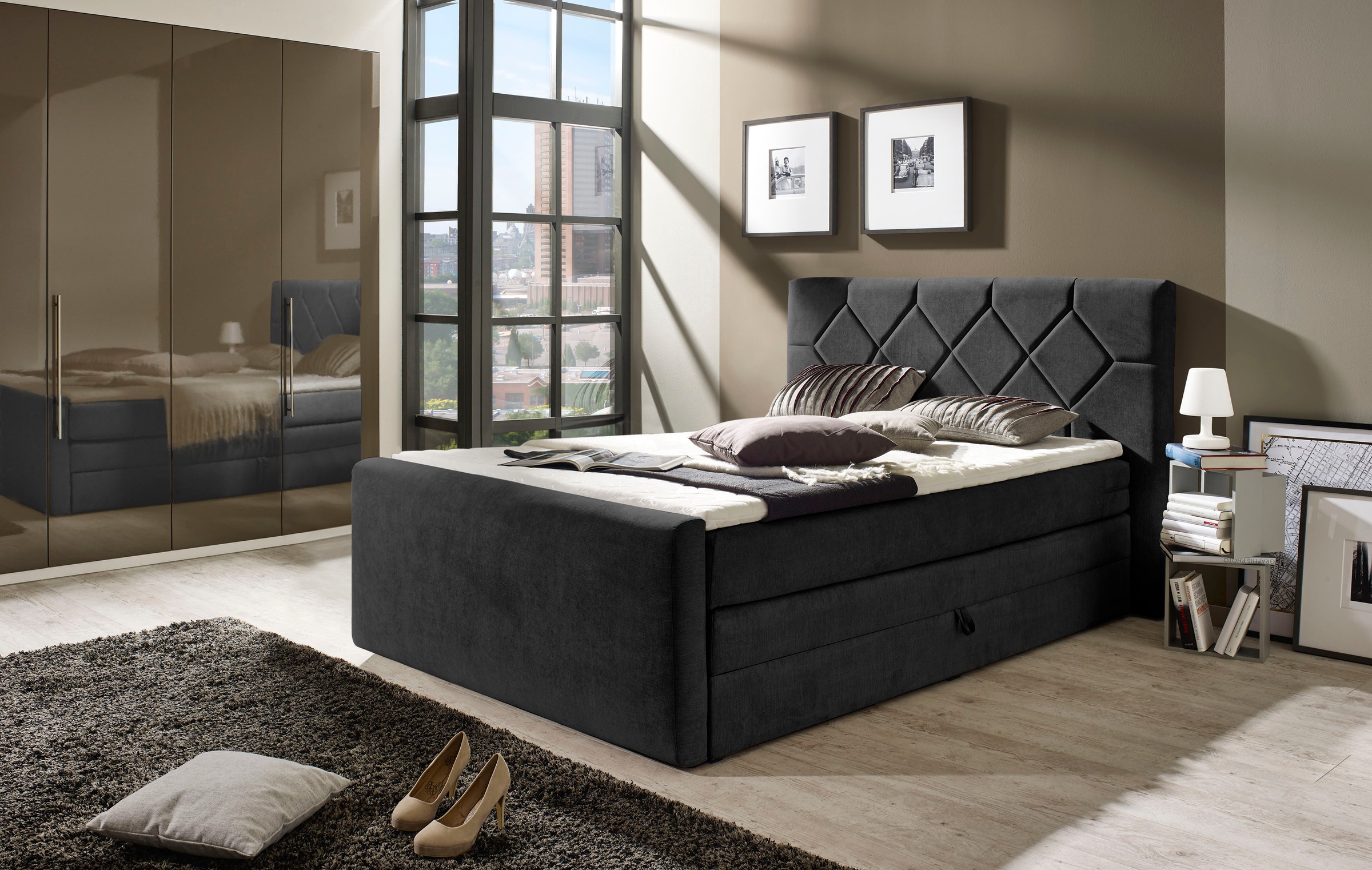 PLACES OF STYLE Boxspringbett "Atlanta" inklusive Topper und Bettkasten günstig online kaufen