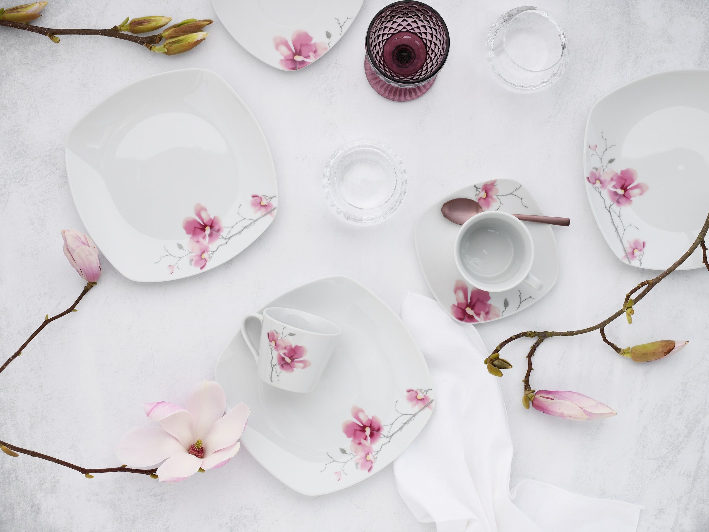 CreaTable Kaffeeservice »Amelie Aiko, Kaffee-Service 18-tlg«, (Set, 18 tlg.), Blumendekor