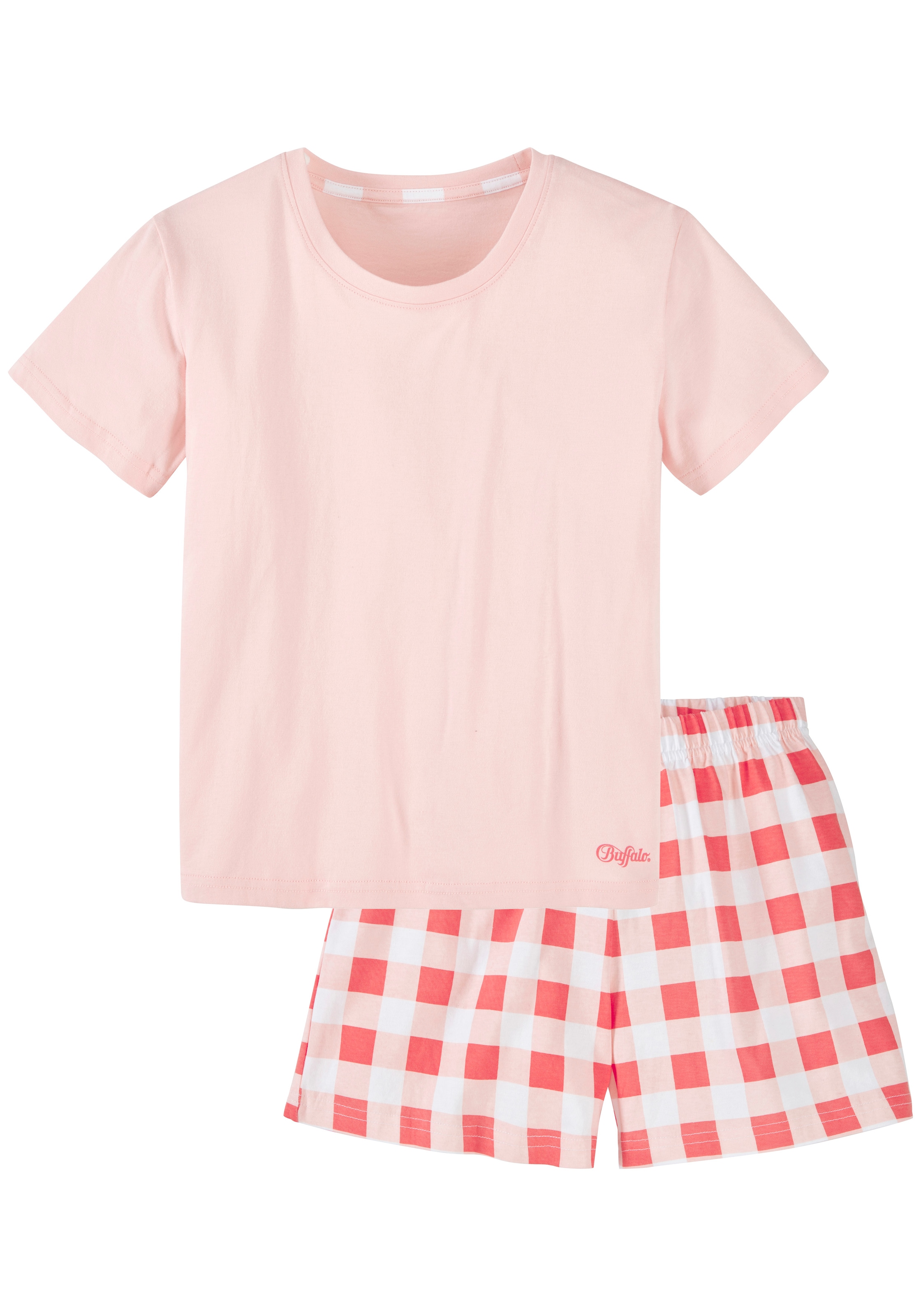 Buffalo Pyjama 1 Stück, 2 tlg. Mädchen - kurzer Schlafanzug mit karierter Hose