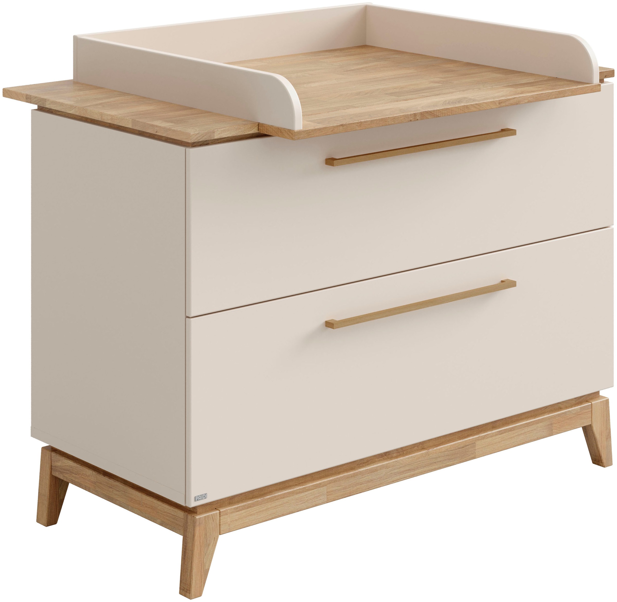 PAIDI Wickelaufsatz »STIENE in Beige oder Grau, zur Erweiterung der Kommode« B/H/T ca. 123/12/80cm,  Wickelauflage mit Eiche Massivholz und gerundeten Kanten
