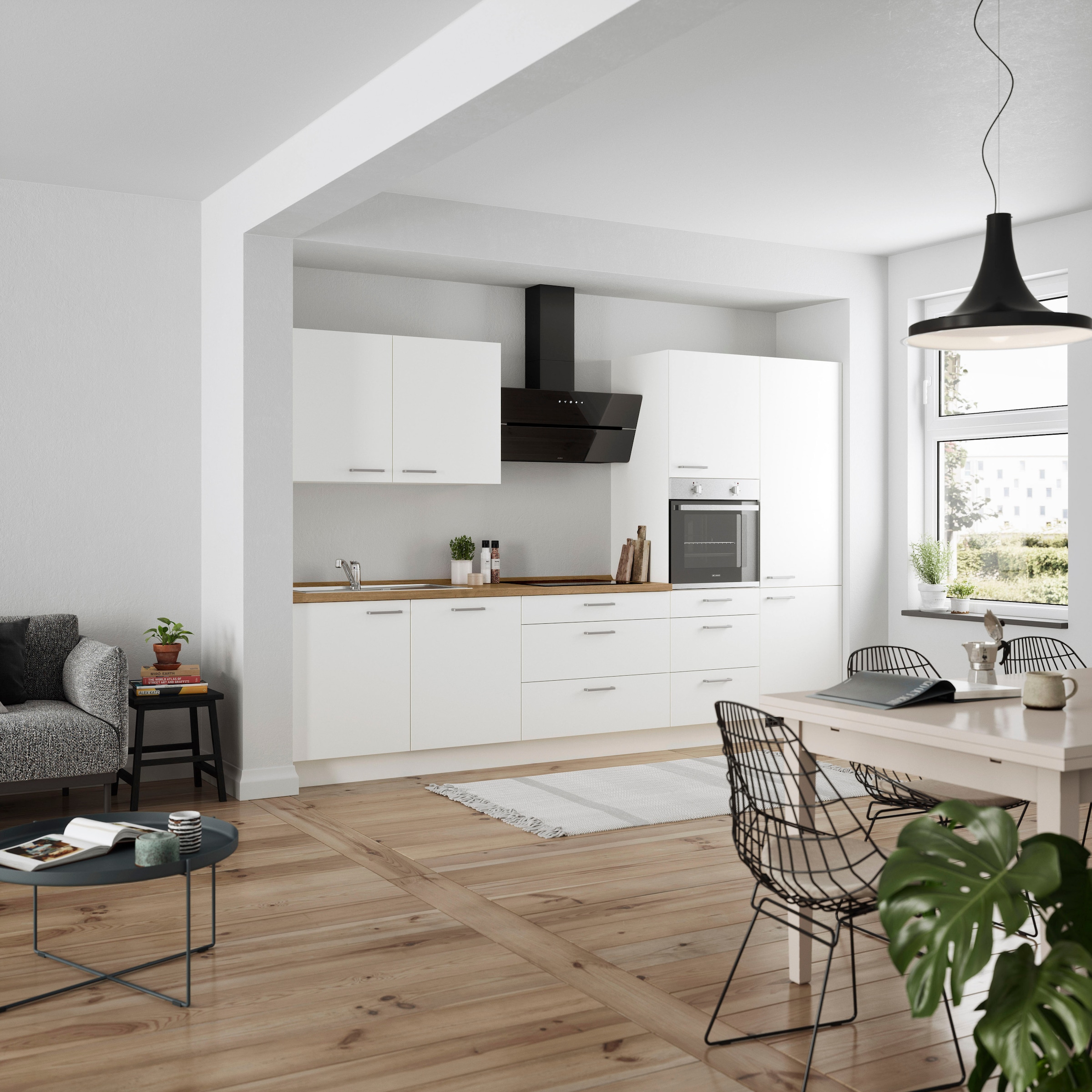 nobilia® Küchenzeile »"Touch II", NEU: individuell anpassbar mit gratis Profi-Beratung« vormontiert, Breite 330 cm, Ausrichtung wählbar, wahlw. mit E-Geräten