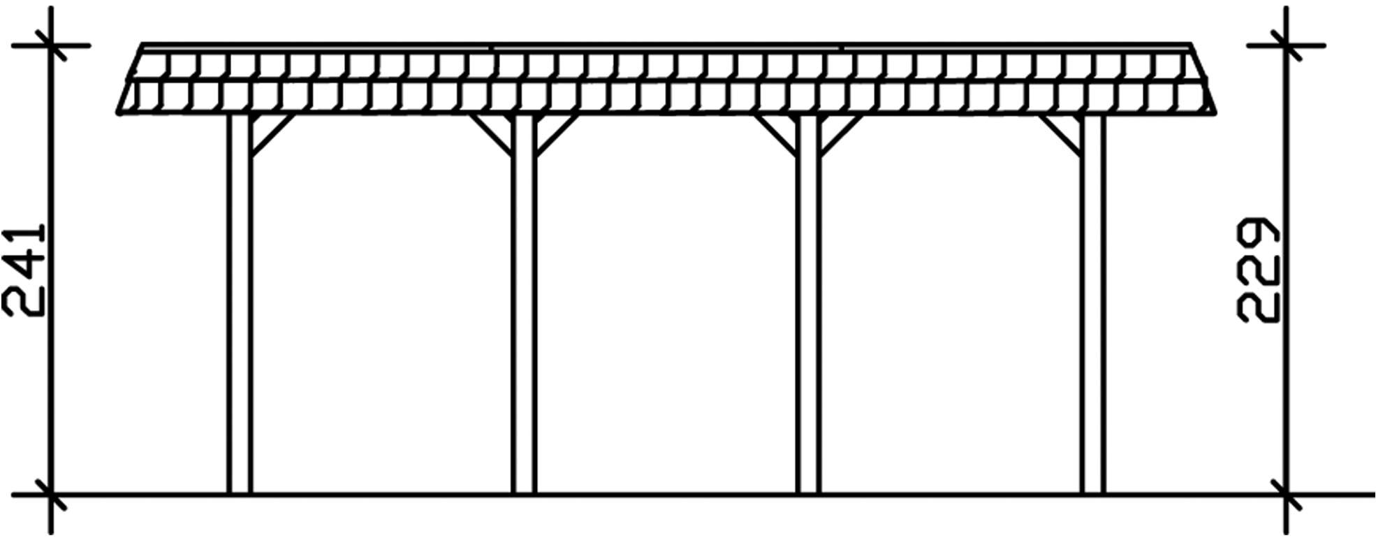 Skanholz Einzelcarport »Spreewald«, Nadelholz, 285 cm, Nussbaum, 345x589cm mit EPDM-Dach, rote Blende