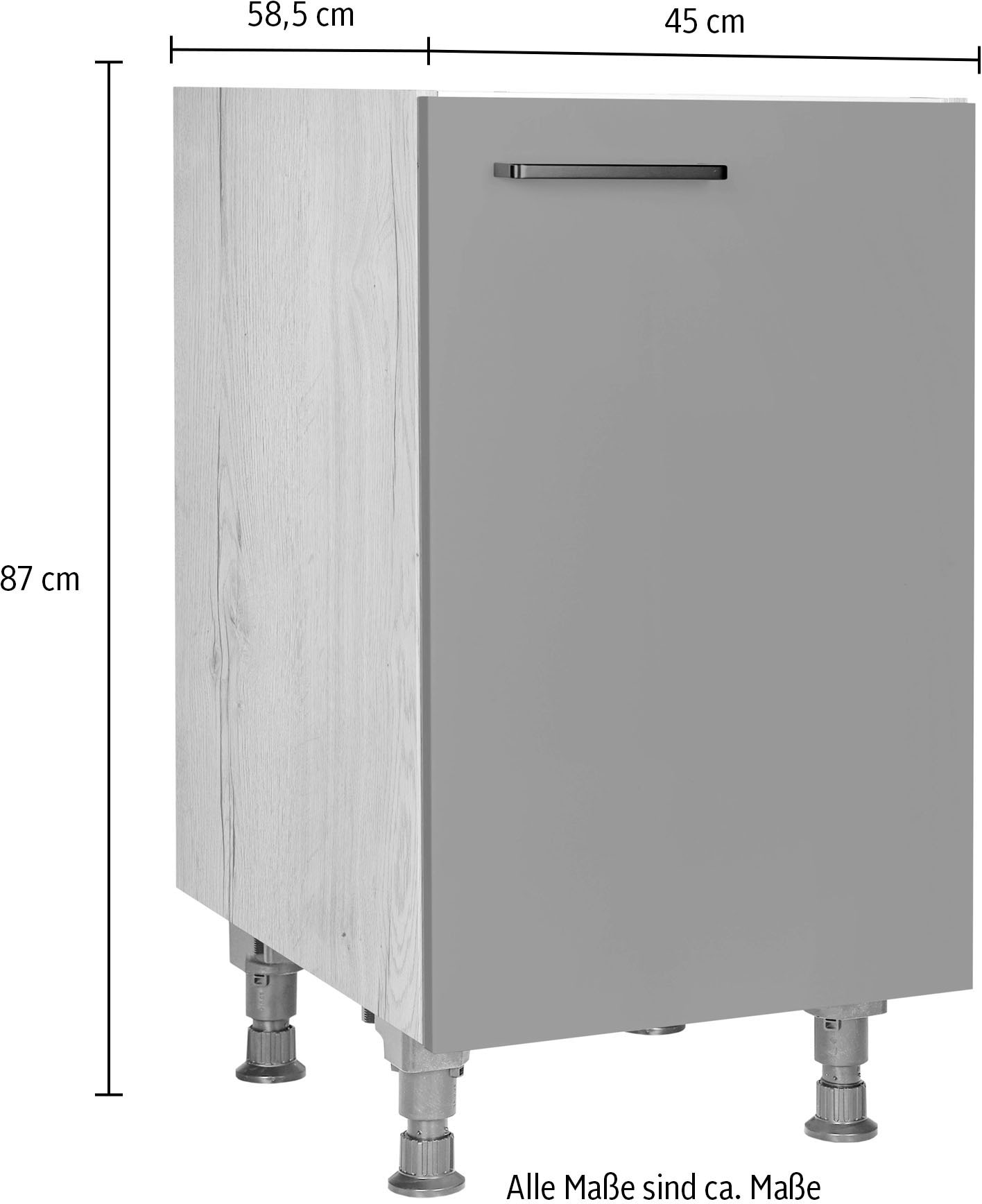 nobilia® Spülenschrank »"Easytouch", Ausrichtung wählbar, vormontiert, in den Breiten« 45 und 60 cm, mit höhenverstellbaren Sockelfüßen