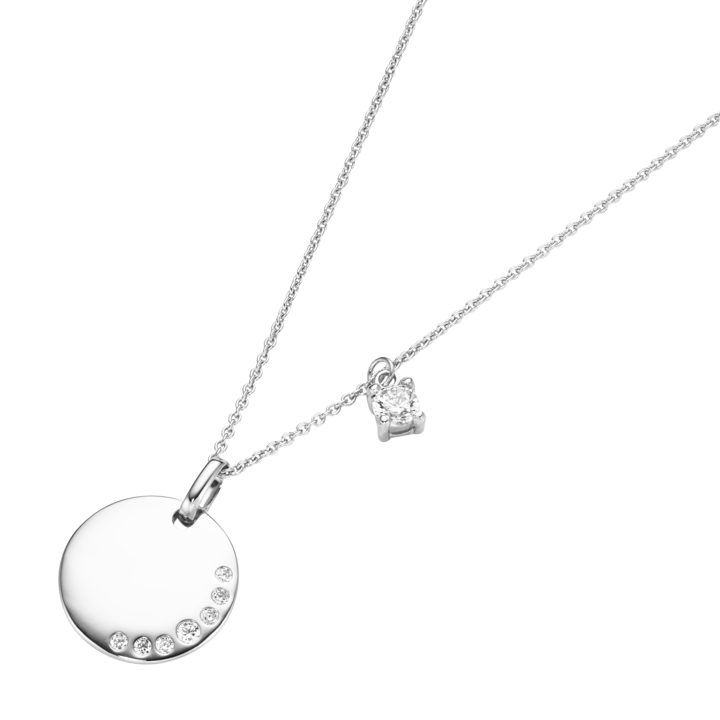 Smart Jewel Kette mit Zirkonia 925« Anhänger rund »Anhänger Steine Silber