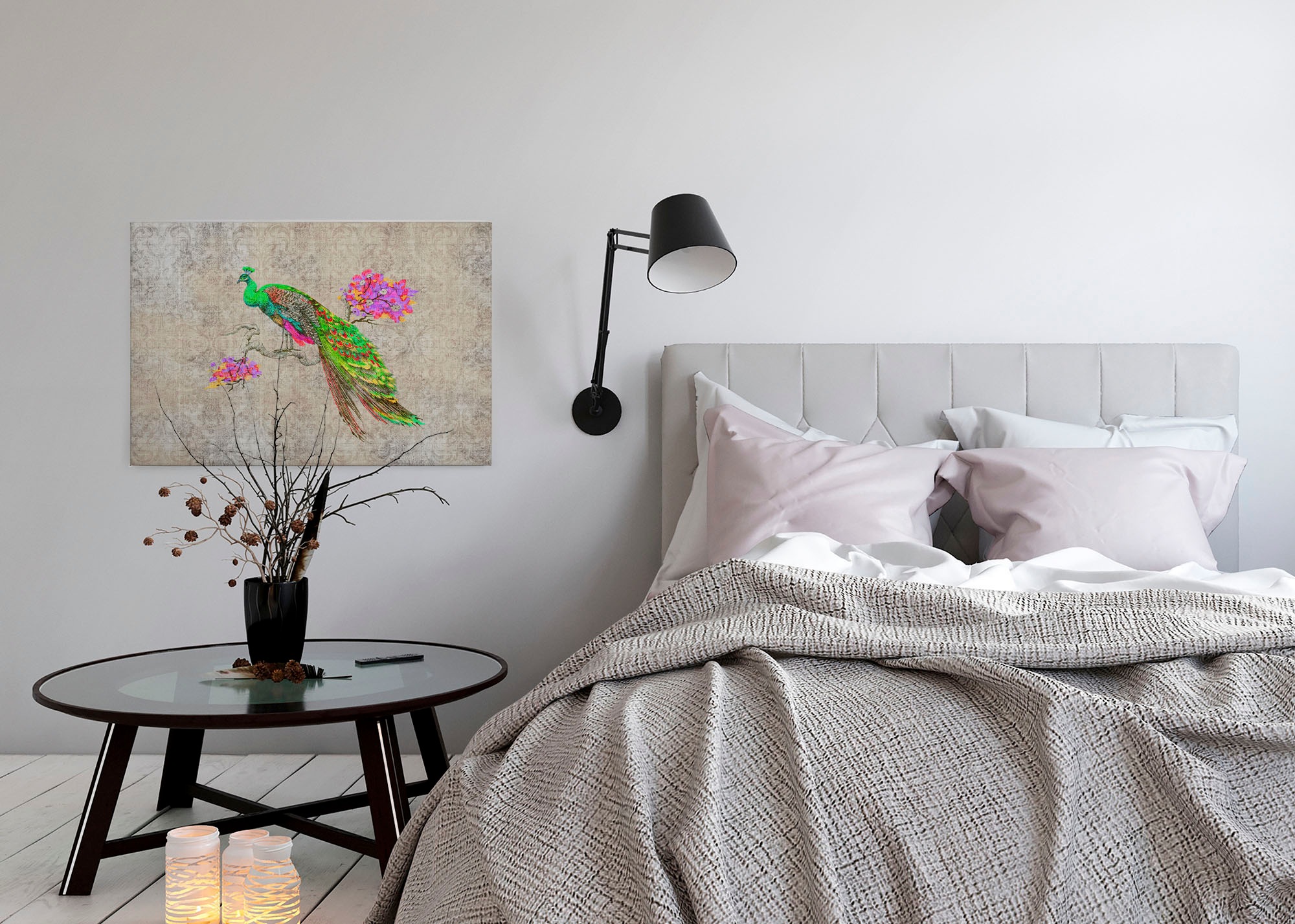 A.S. Création Leinwandbild »peacock«, Kunst-Tiere-Kinder, (1 St.), Keilrahmen Bild Bunt Pfau Leinwand-Bild Wohnzimmer modern Wandbild