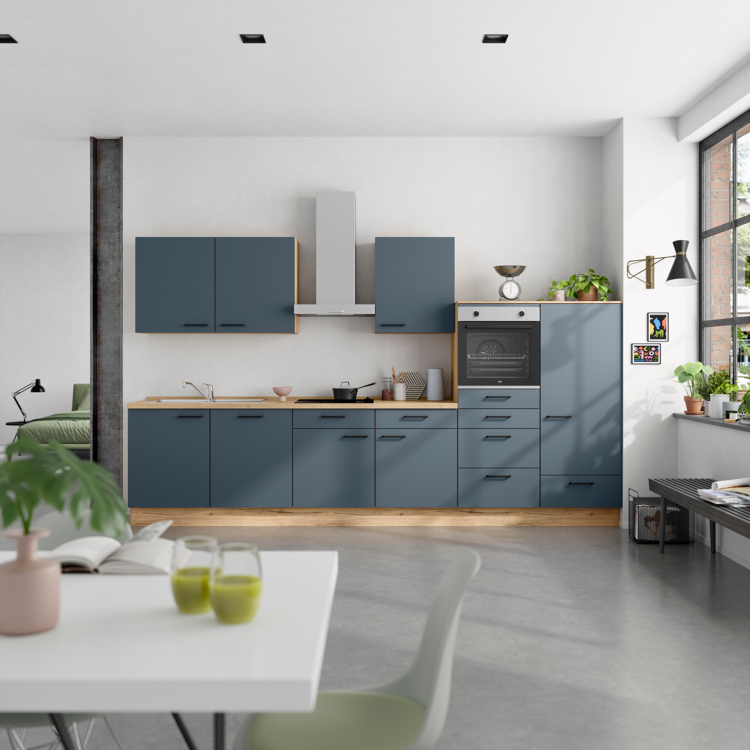 nobilia® Küchenzeile »"Easytouch I"«, vormontiert, Ausrichtung wählbar, Breite 360 cm, wahlw. mit E-Geräten