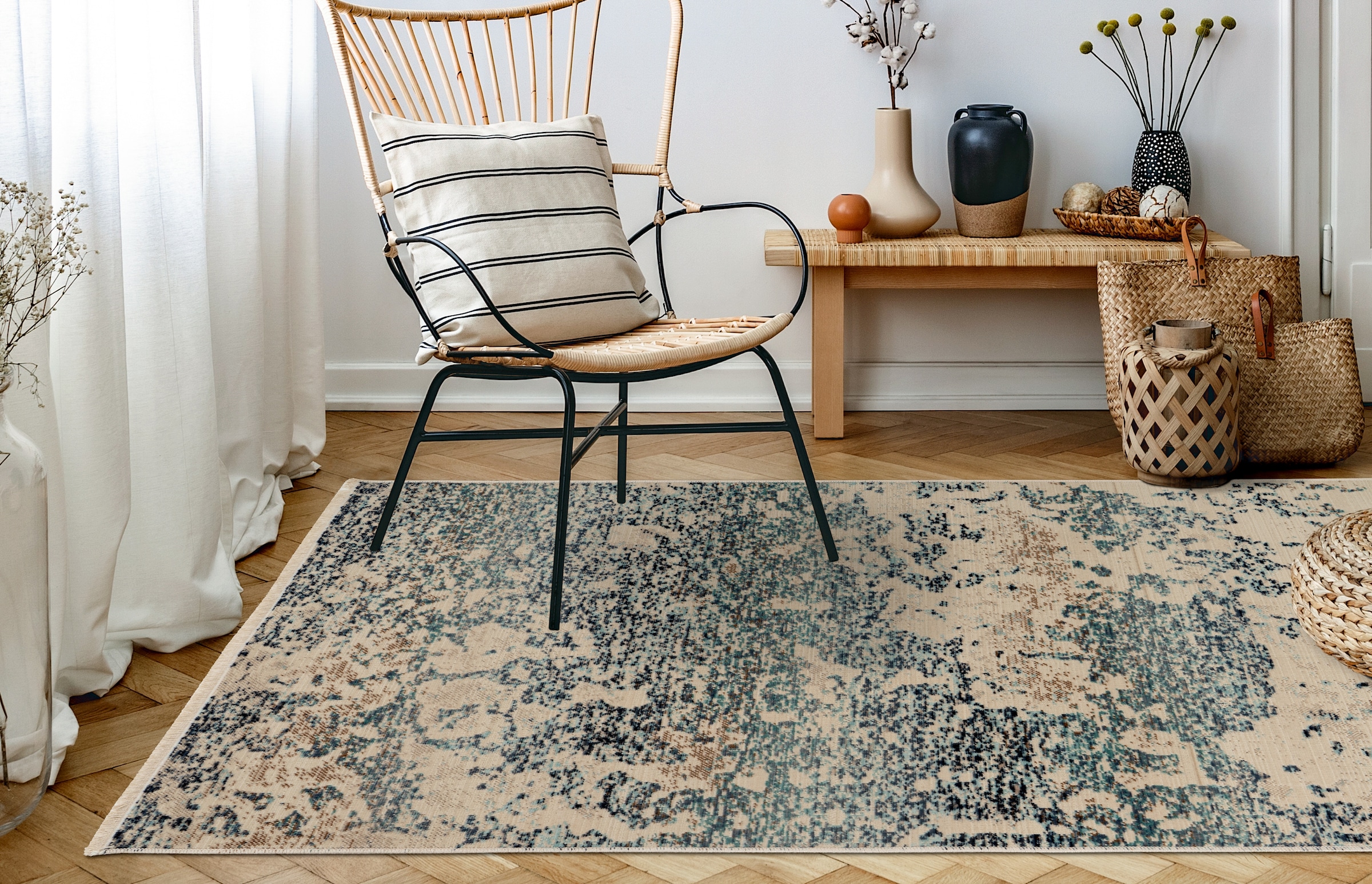 Kayoom Teppich »Charin 325«, rechteckig, 3,5 mm Höhe, Used-Look, pflegeleic günstig online kaufen