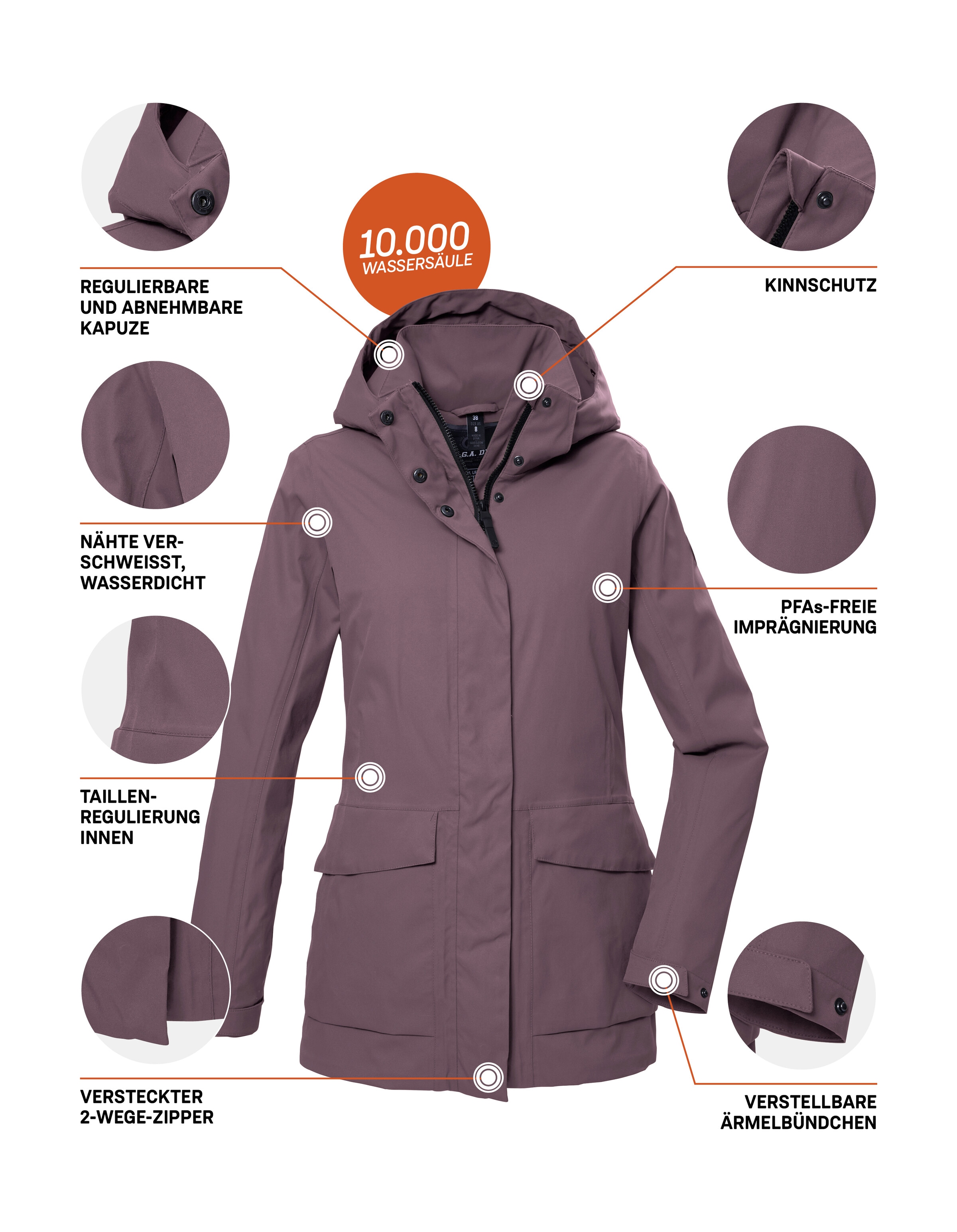 G.I.G.A. DX by killtec Funktionsjacke »GS 54 WMN JCKT« Wasserdicht, atmungsaktiv, recycelte Materialien, abnehmbare Kapuze