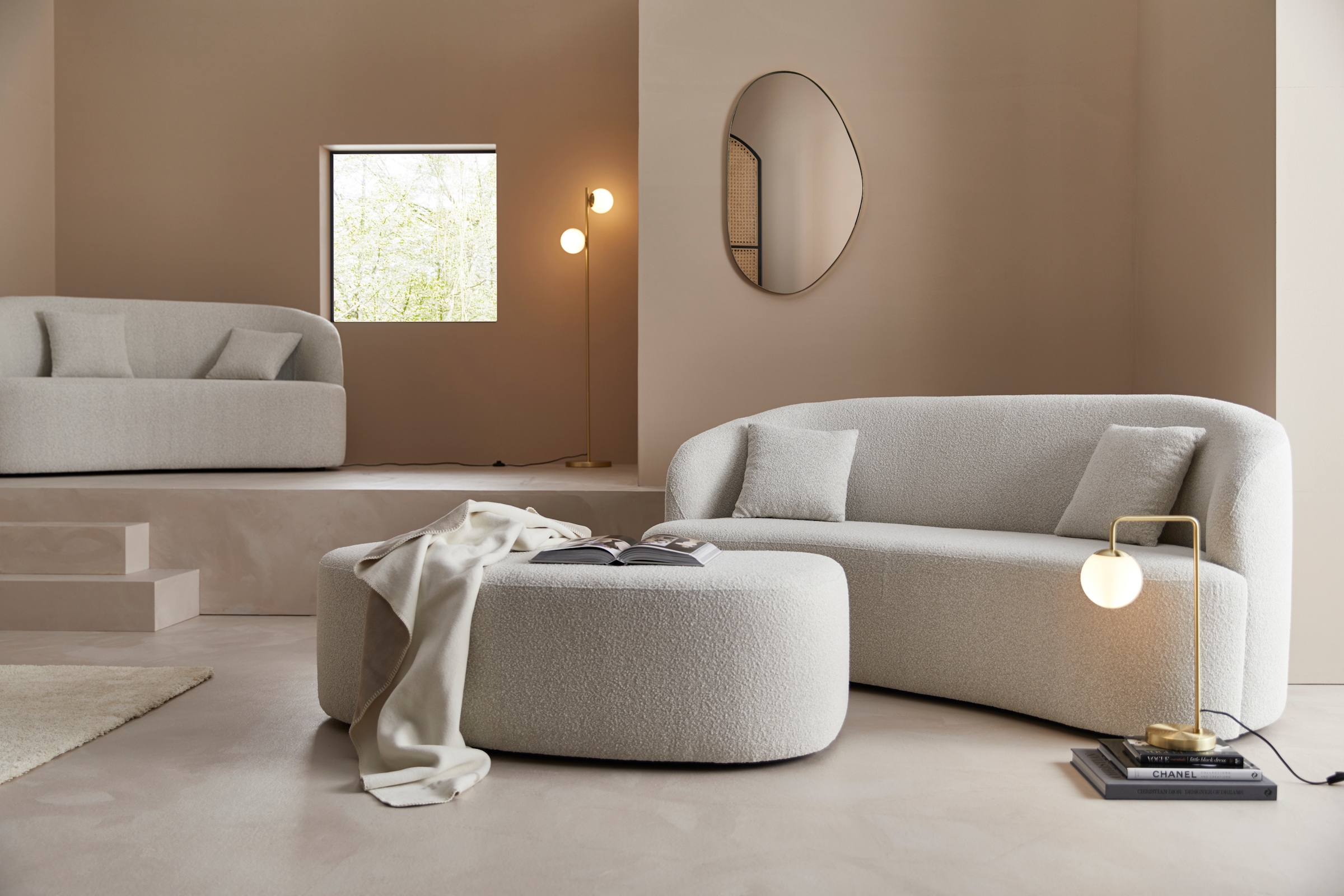 LeGer Home by Lena Gercke 3-Sitzer »Dilara«, gerundete Rückenlehne und Front, in 3 Bezugsqualitäten