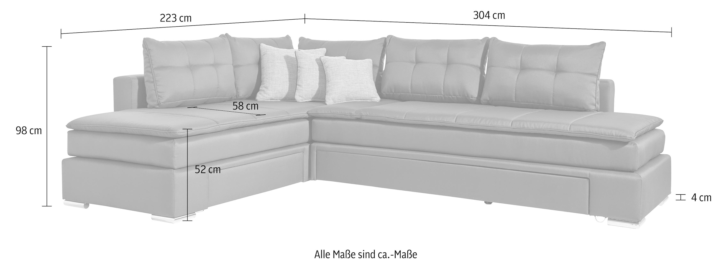 INOSIGN Ecksofa »Night & Day L-Form mit Dauer-Schlaffunktion ohne Armlehnen«, mit Boxspring-Bettfunktion 164x200 cm und Bettkasten, Dauerschläfer!