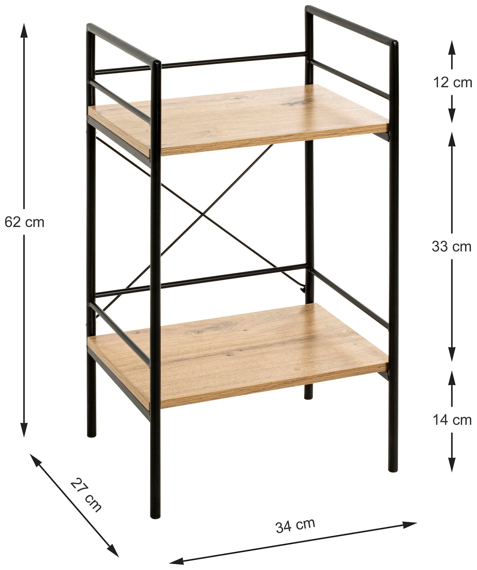 HAKU Beistelltisch »Sofatisch, Wohnzimmertisch« 1 Stk. tlg. rechteckig - aus Metall Schwarz B/T/H 34/27/62 cm