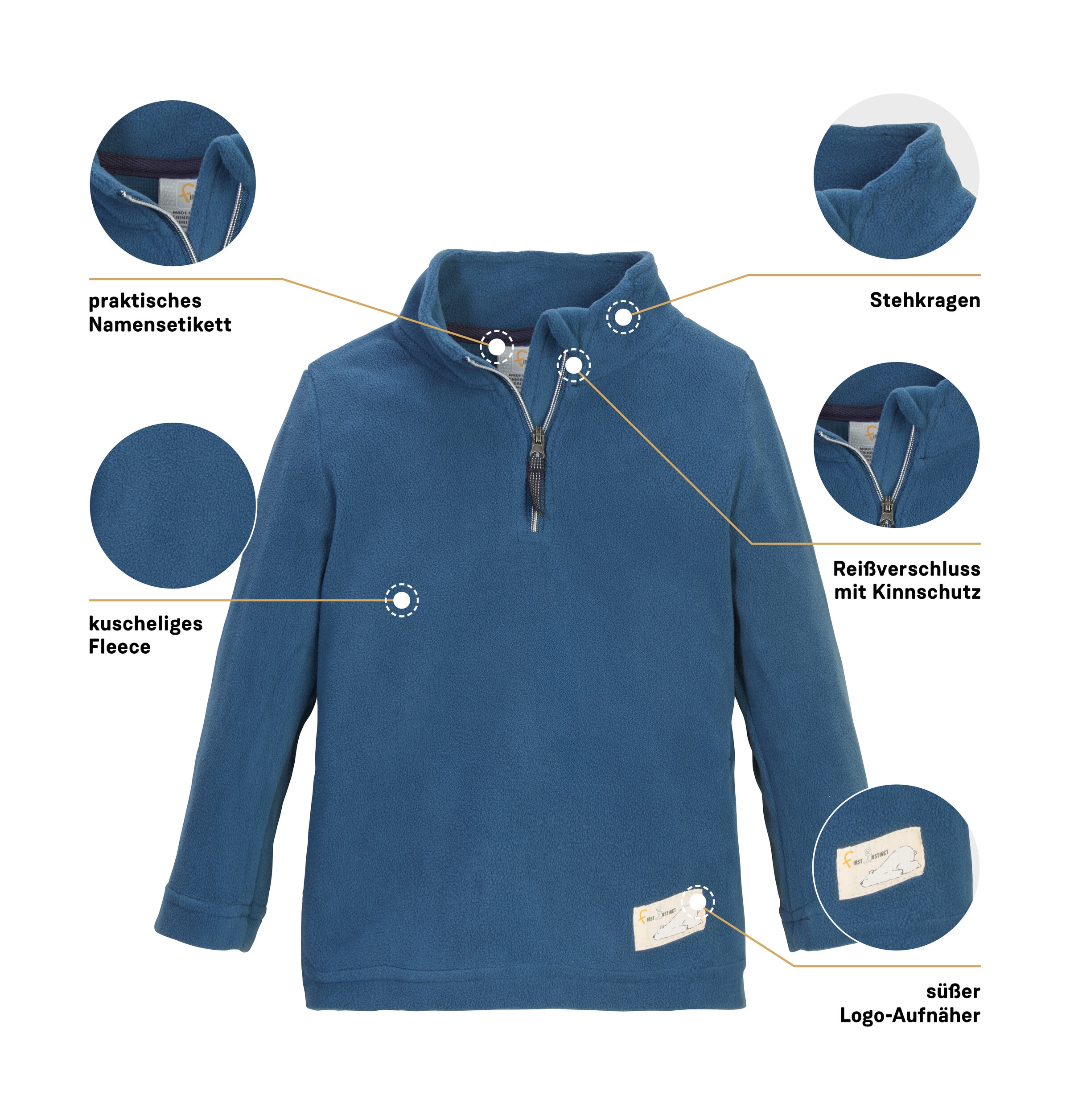 first instinct by killtec Fleecepullover »FISW 30 MNS FLC SHRT«, Fleeceshirt mit Kinnschutz, reflektierenden Details und Namensetikett
