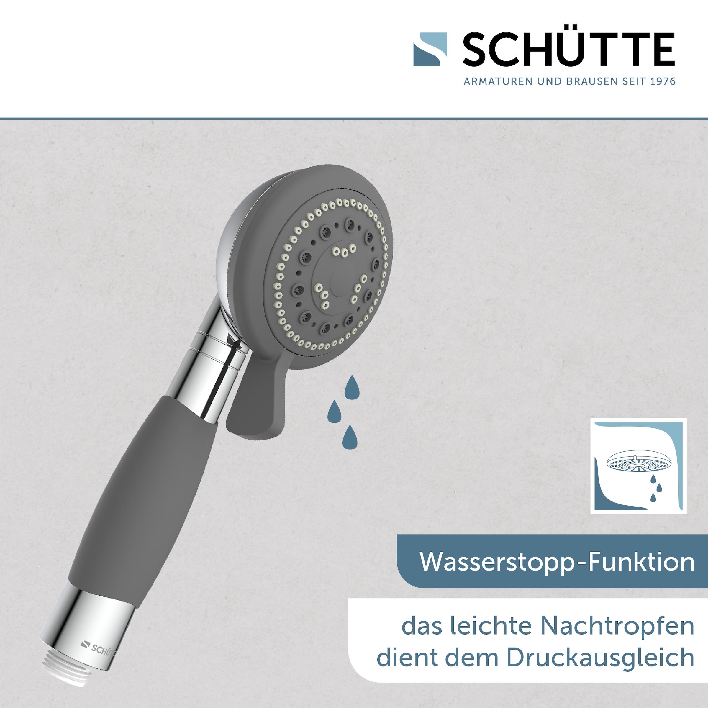 Schütte Handbrause »VITAL«, mit 4 Strahlarten, mit rutschfestem Griff, Duschbrause, Chrom/Schwarz
