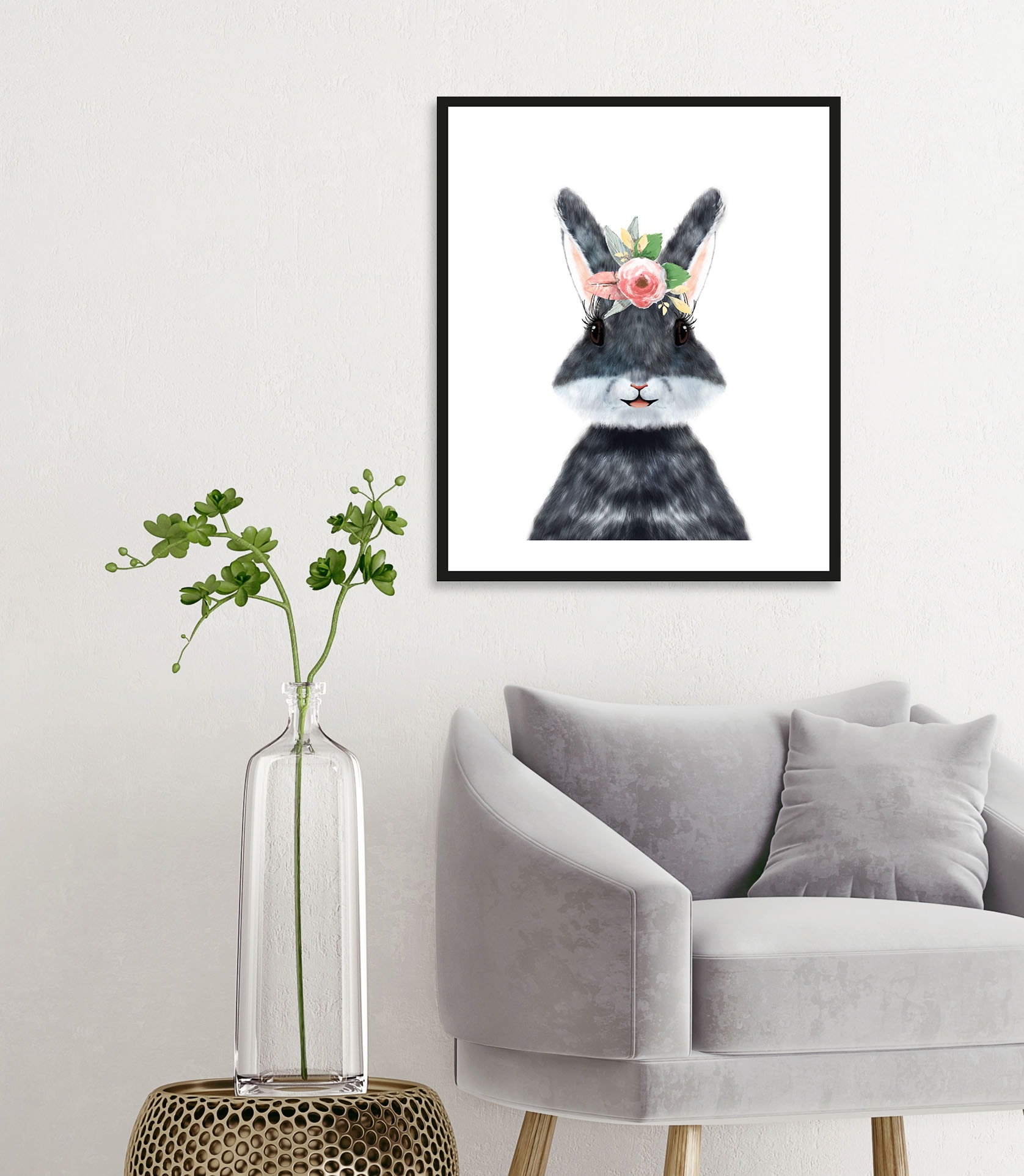 queence Bild »Albino«, Hase-Hasen-Haustiere-Kunst-Ostern-Blumen, (1 St.), H günstig online kaufen