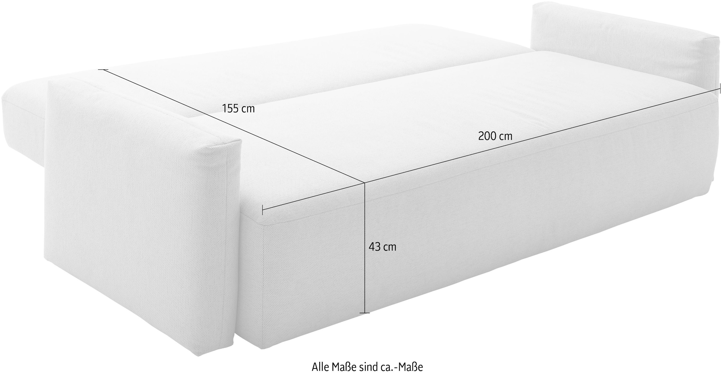 INOSIGN Schlafsofa »Donka Dauerschläfer-geeignet, belastbar bis 270 kg, incl. Bettlkasten«, mit Armlehnen, Breite 232 cm, auch in Cord, Tonnentaschen-Federkern