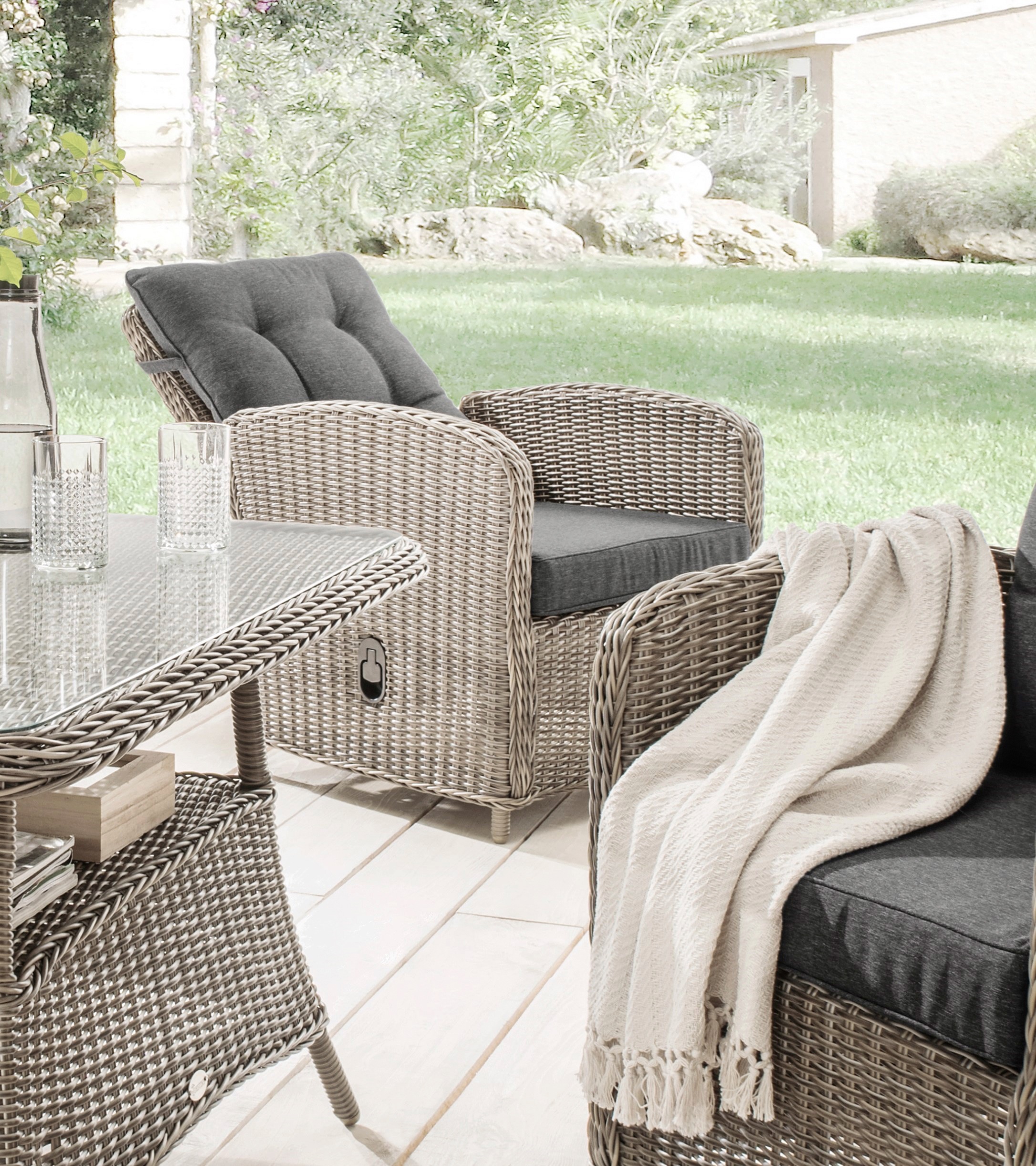 Destiny Loungesessel »MERANO« Aluminium, Polyrattan, inkl. Auflagen, mit Rü günstig online kaufen