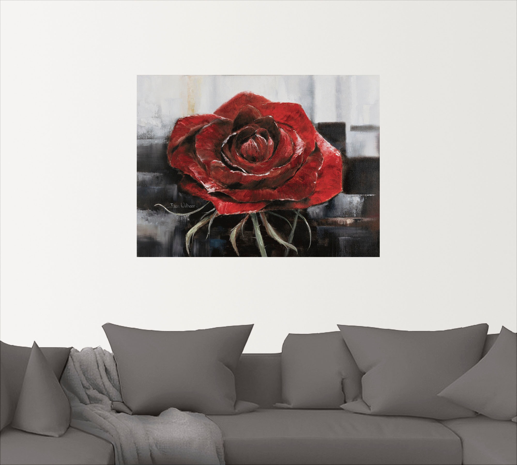 Artland Wandbild "Blühende rote Rose", Blumen, (1 St.), als Leinwandbild, P günstig online kaufen