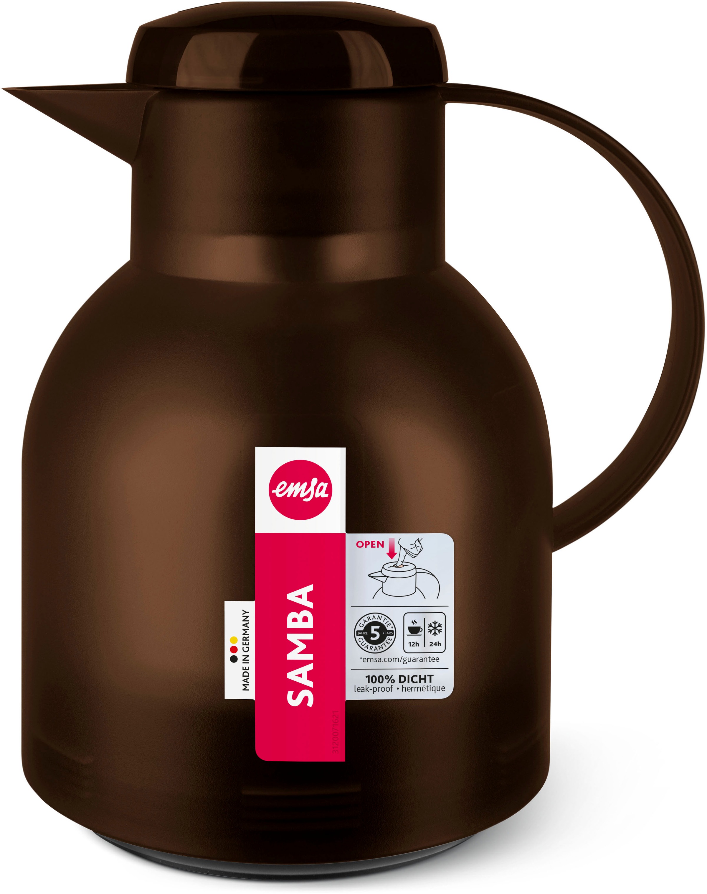 Emsa Isolierkanne »Samba«, 1 l, zeitloses Design, einfacher Knopfdruck, 24h günstig online kaufen