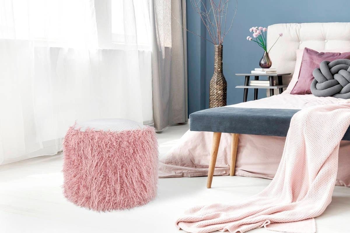 Kayoom Pouf »Fellpouf Bobtail 125, Fellhocker in zweifarbigem Design«, (1 St.), modern, dekorativ, kindersicherer Reißverschluss an der Unterseite