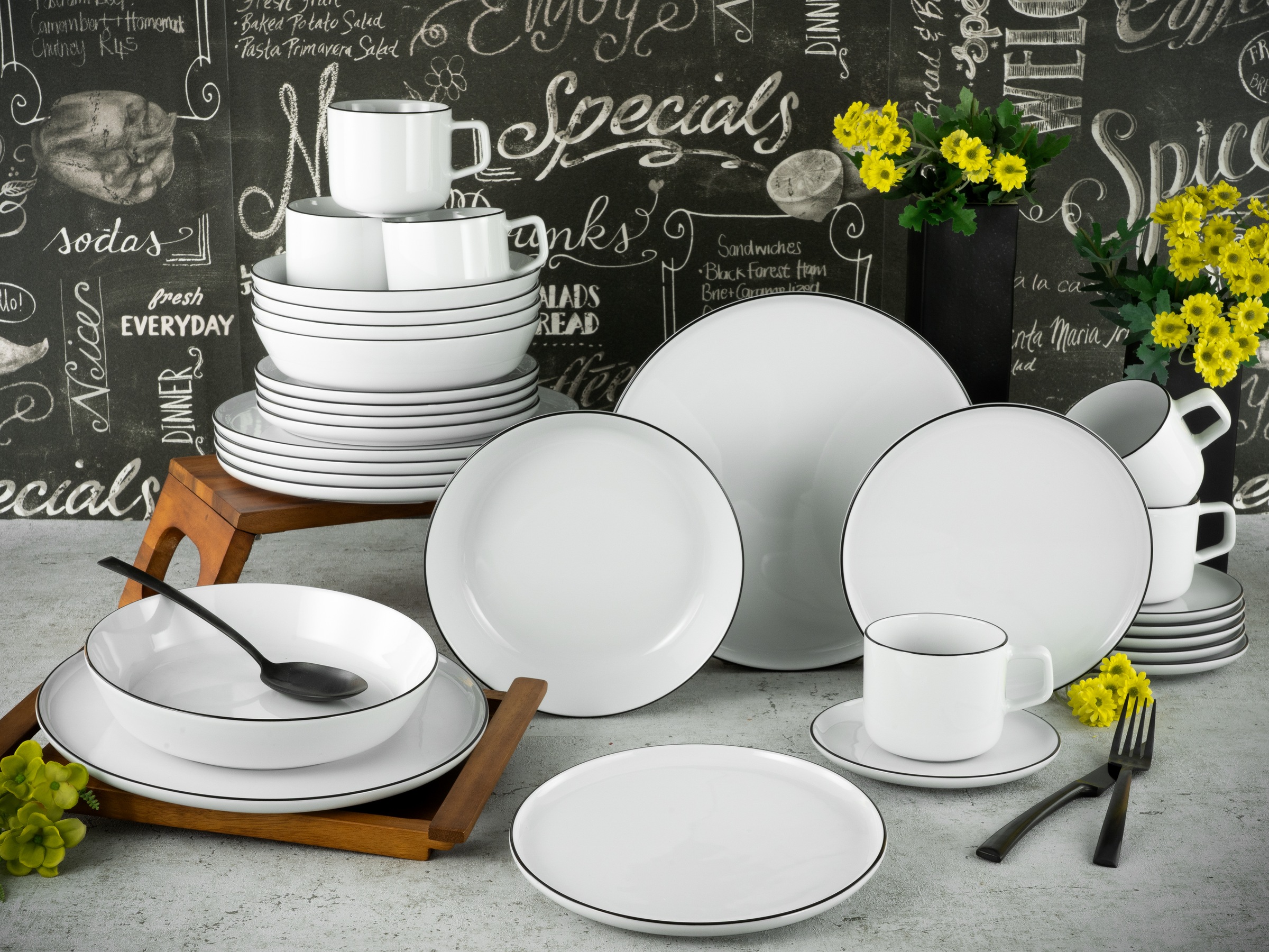 CreaTable Kombiservice »Chef Collection Black Line, Kombi-Service 30-tlg« D günstig online kaufen