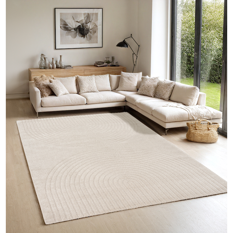 THE CARPET Teppich »Elisa« rechteckig 12 mm Höhe moderner Wohnzimmer Teppich weicher Flor Beige Obermaterial: 50% Polypropylen, 50% Polyester B :...