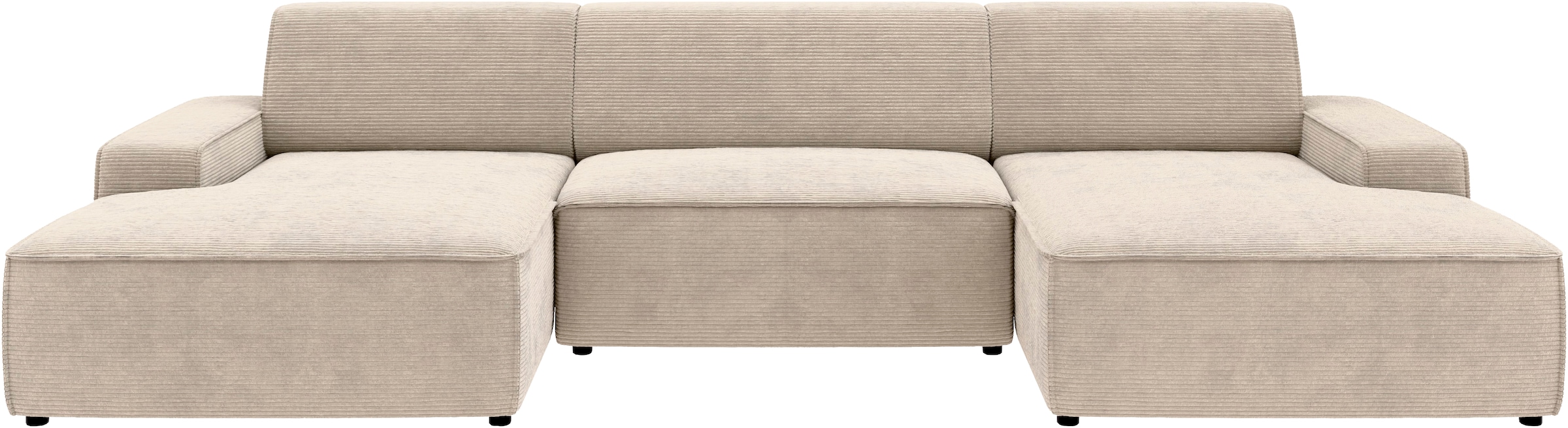 TRENDMANUFAKTUR Wohnlandschaft »Graz, wahlweise mit Sitzvorschub und Bettkasten, U-Form, Breite 329 cm«, in Cord-, haustierfreundlichem LEO Struktur- oder LUMOS-3D-Bezug