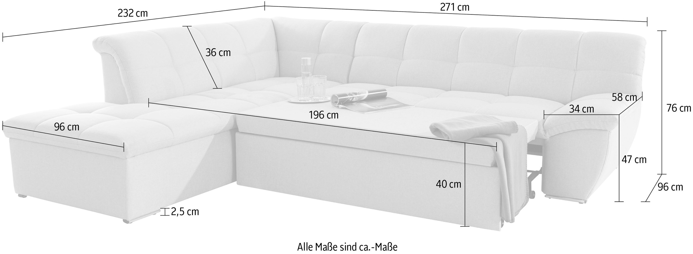 DOMO collection Ecksofa »Lagoa L-Form«, wahlweise mit Bettfunktion, frei im Raum stellbar, große Farbvielfalt