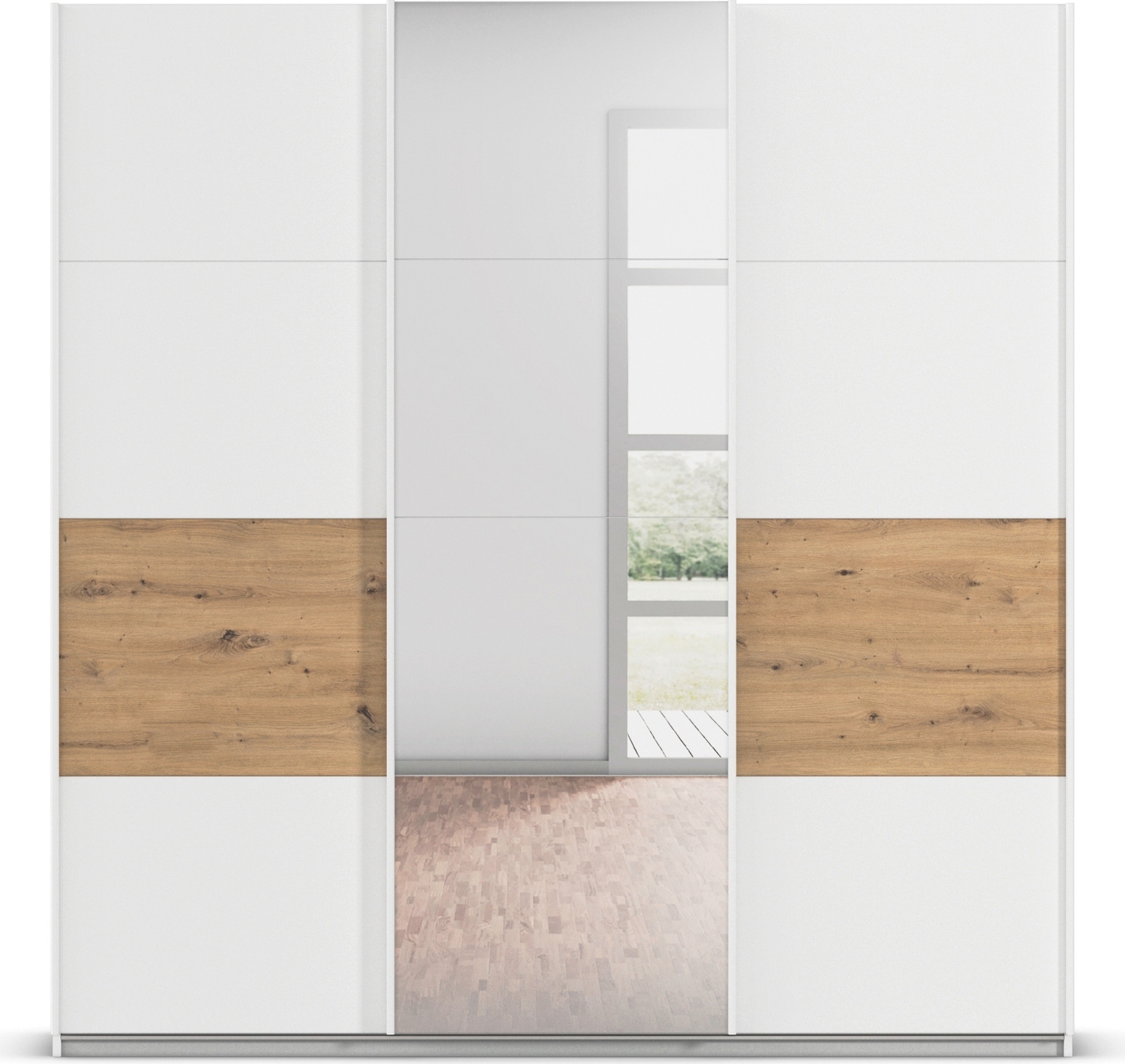 rauch Schwebetürenschrank »Schwebetürenschrank Kleiderschrank Schrank Garderobe CORTONA«, inkl. Inneneinteilung, 2 Stoffboxen und zusätzlichen Einlegeböden