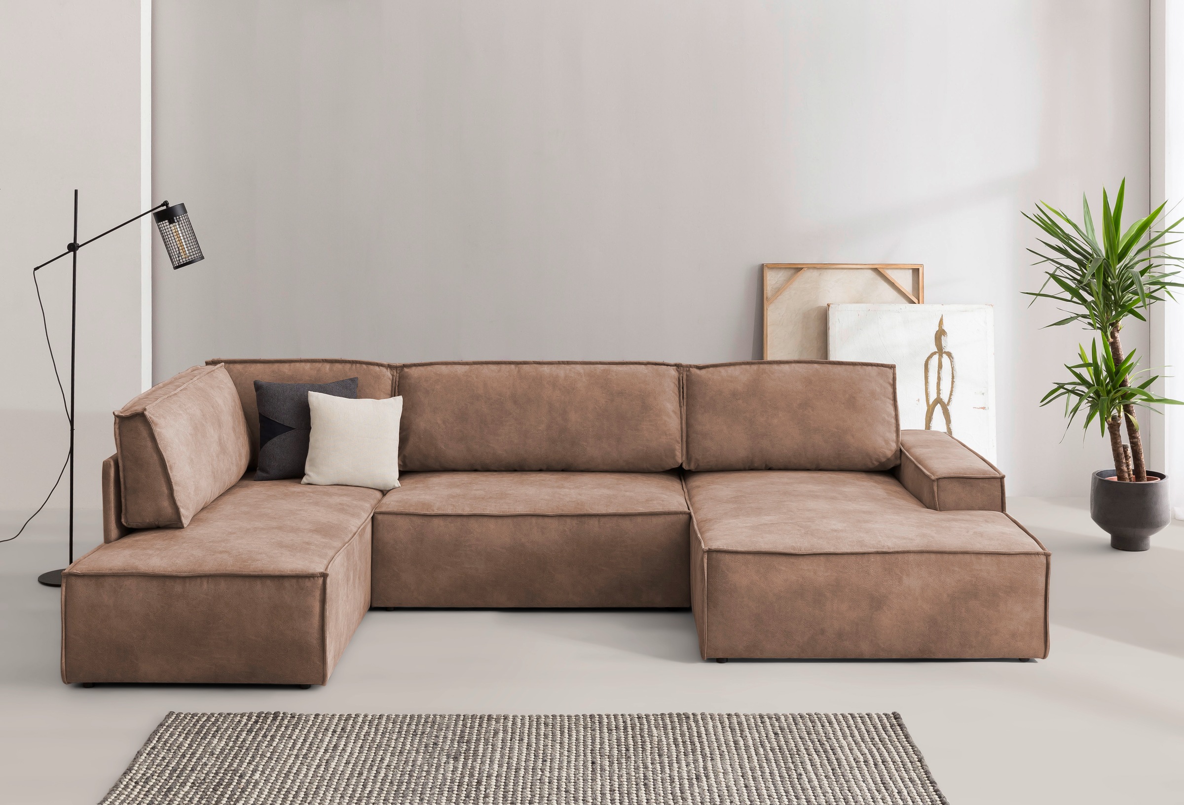 Home affaire Wohnlandschaft "SHERWOOD 329 cm, U-Form, Schlafsofa," Schlaffu günstig online kaufen