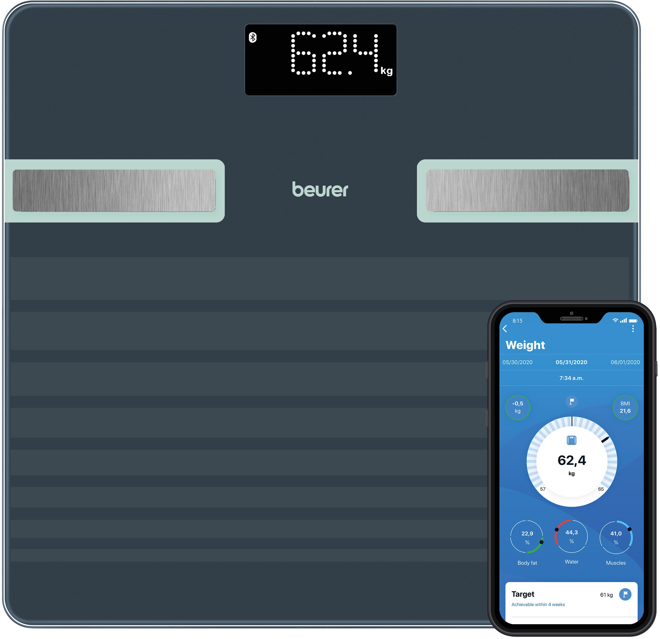 BEURER Körper-Analyse-Waage »BF 451 Limited Edition 2026« 17 Gesundheitswerte immer im Blick, mit kostenloser App