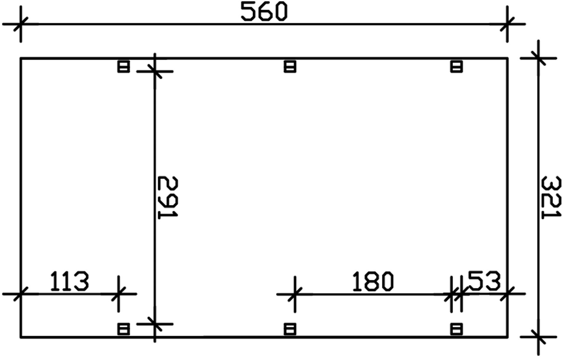 Skanholz Einzelcarport »Harz«, Nadelholz, 291 cm, Grün, mit schwarzen Schindeln