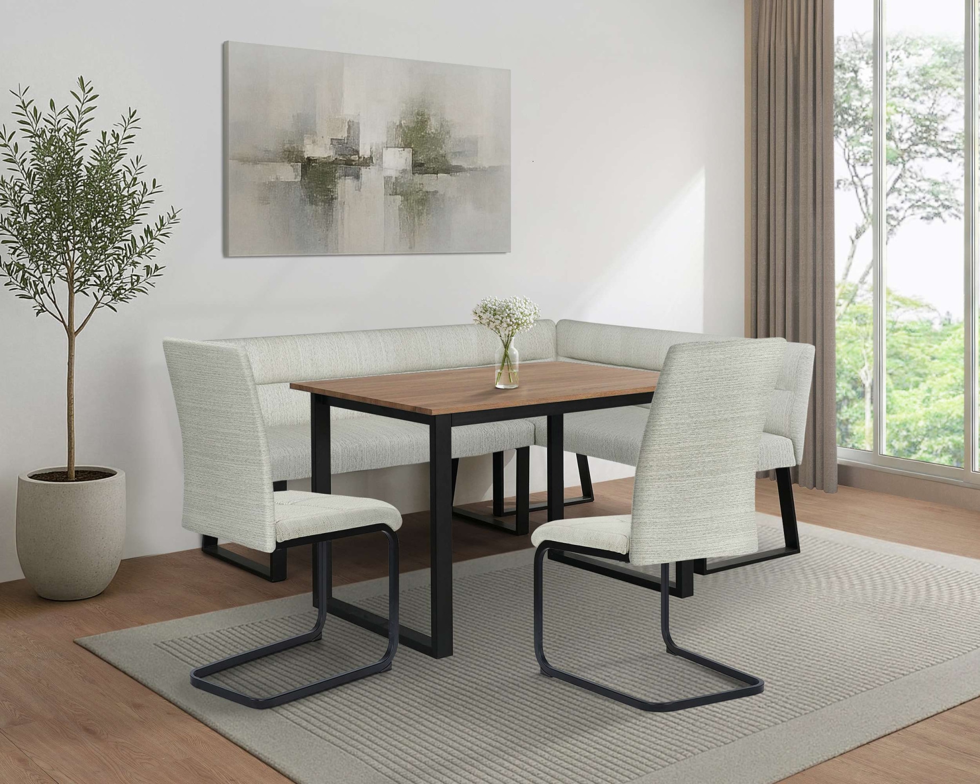 OTTO home Eckbankgruppe »Barcell/Ivanna/Calgoty« Set, Eckbankgruppe mit Tisch, Eckbank, Stühle, 4 tlg. Sitzgruppe, Eckbank und Stühle bequem gepolstert, Tisch 120x80 cm