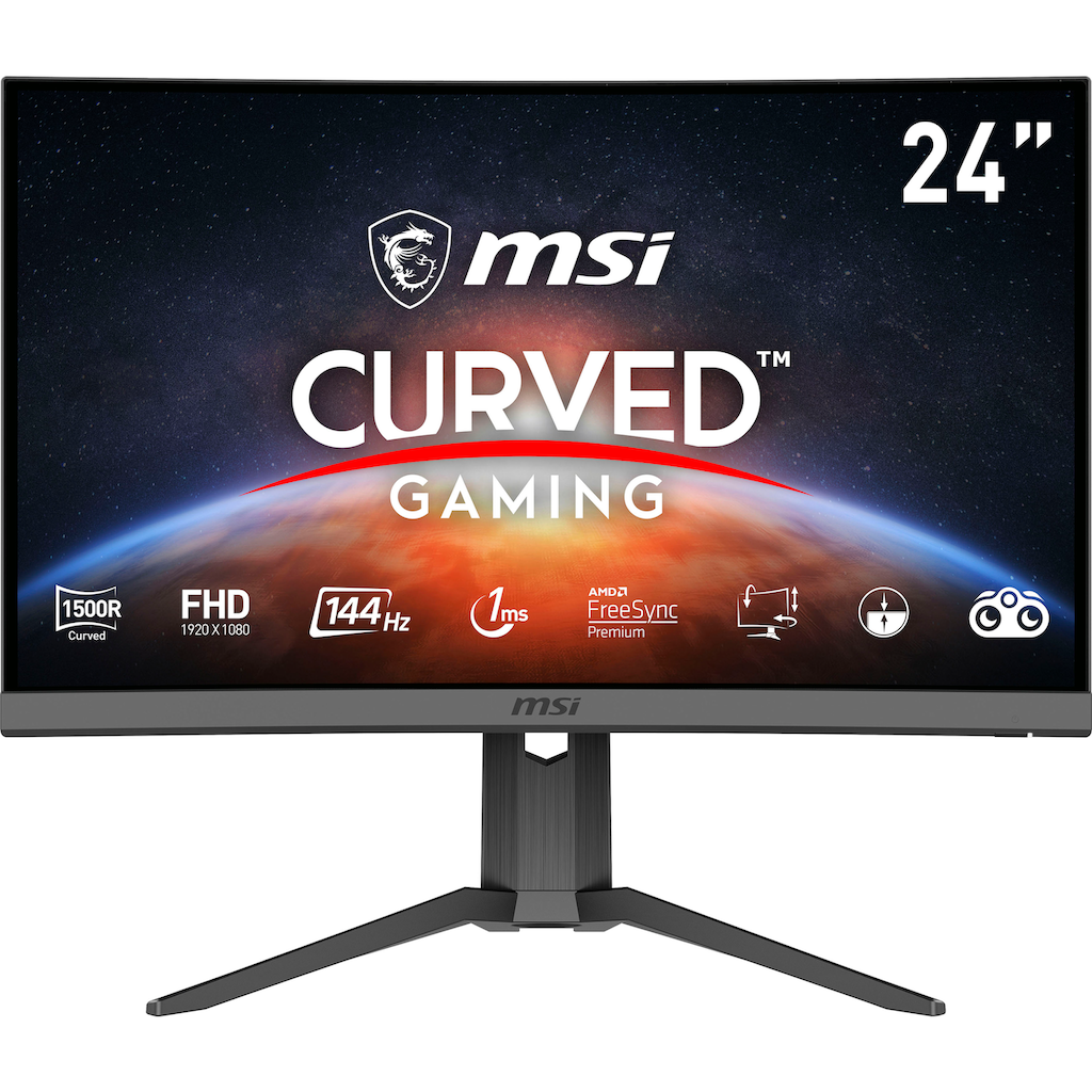 MSI Curved-Gaming-Monitor »Optix G24C6P«, 60 cm/23,6 Zoll, 1920 x 1080 px, Full HD, 1 ms Reaktionszeit, 144 Hz, 3 Jahre Herstellergarantie