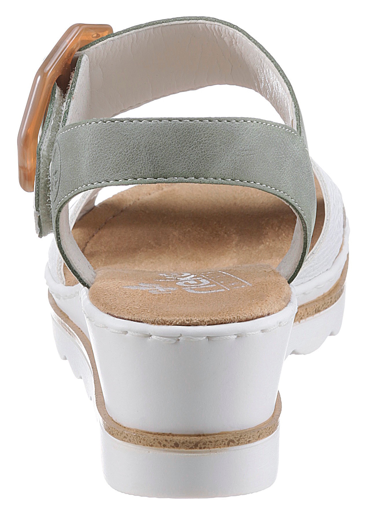 Rieker Sandalette, Sommerschuh, Sandale, Keilabsatz, mit auffälliger Schmuckspange