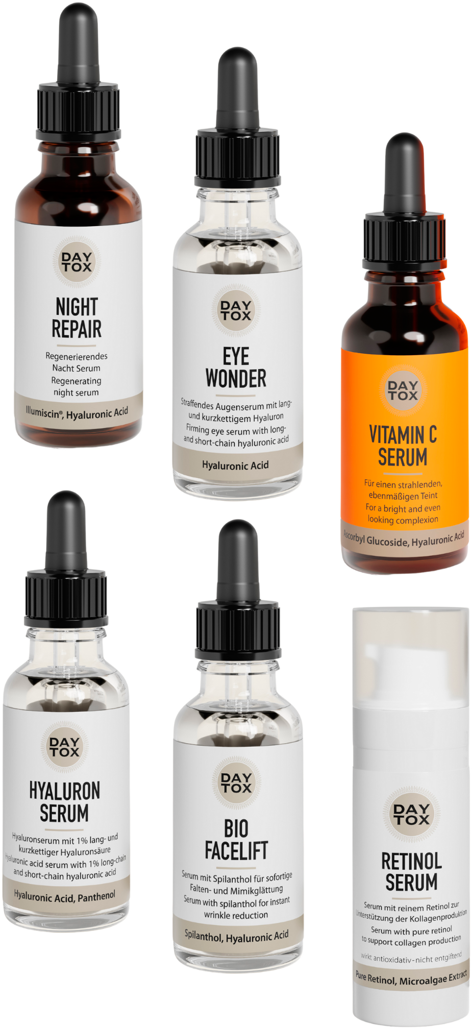 DAYTOX Gesichtspflege-Set »Serum Love XL« Regeneration, Schutz, Pflege & Anti-Aging für strahlende Haut. transparent Der Warenwert beträgt knapp...