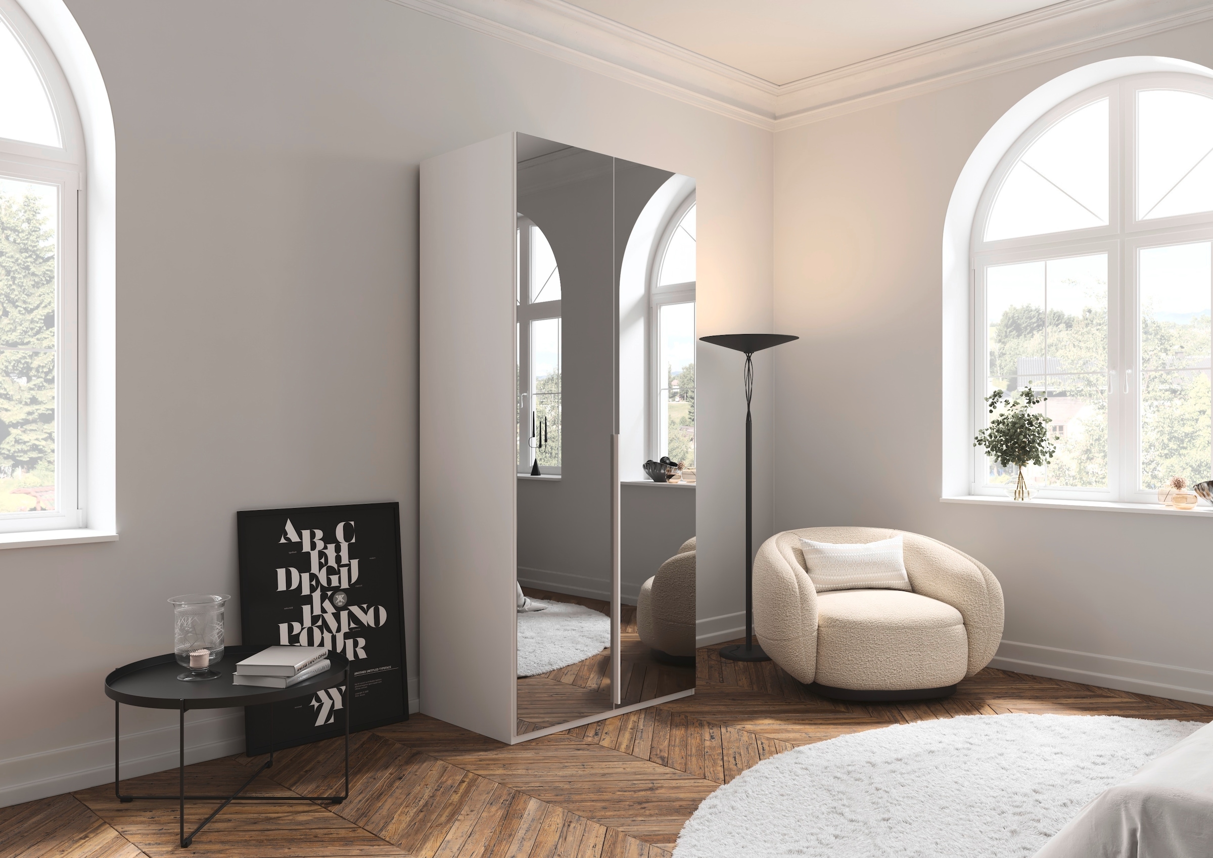 LeGer Home by Lena Gercke Kleiderschrank »Schrank Garderobe Ankleide Schlafzimmer Flur SERINA Eyecatcher«, (in 3 verschiedenen Ausstattungen BASIC/CLASSIC/PREMIUM), in 6 Breiten (101 - 401 cm) mit Front Glas oder Dekor MADE IN GERMANY