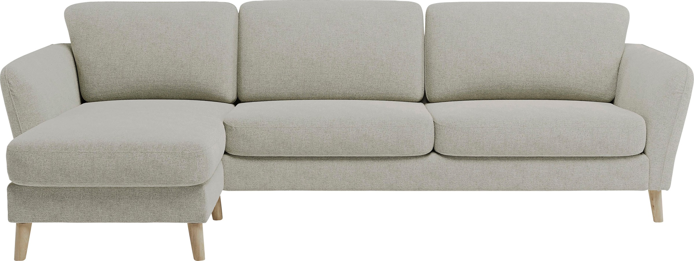 Home affaire Ecksofa »MARSEILLE (279/152cm),L-Form, Rec. rechts/links, verschiedene Bezüge«, Massivholzbeine Eiche, Landhausstil, Wellenunterfederung